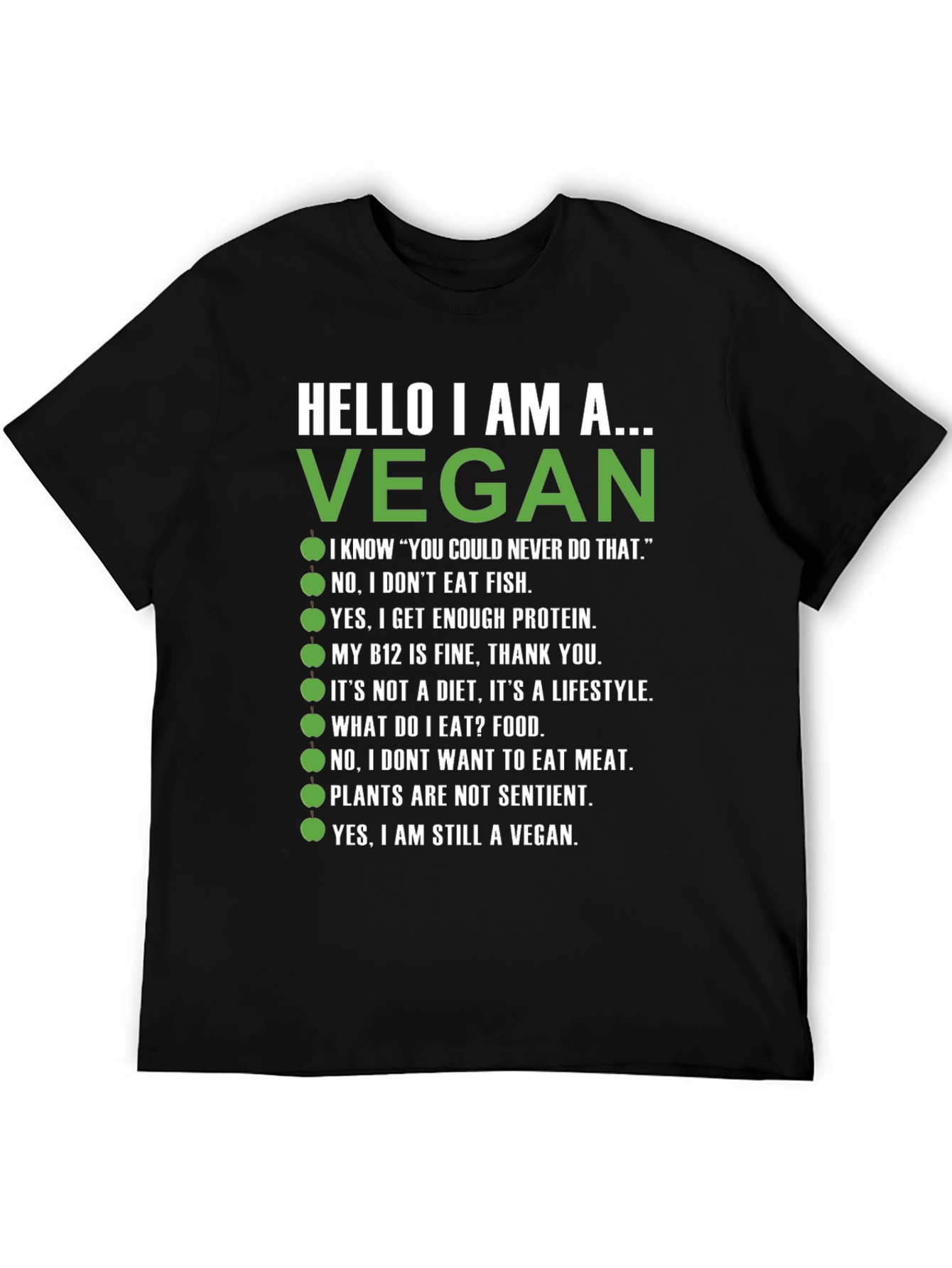 Black Vegan T-Shirt - Hello I Am A Vegan view 5