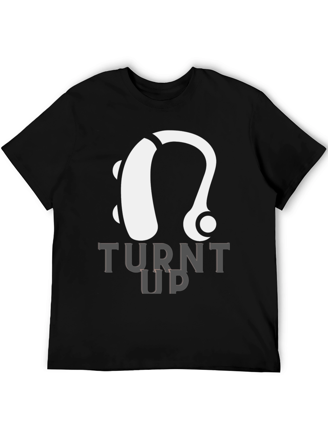 Black Turnt Up Hearing Aid T-Shirt view 5