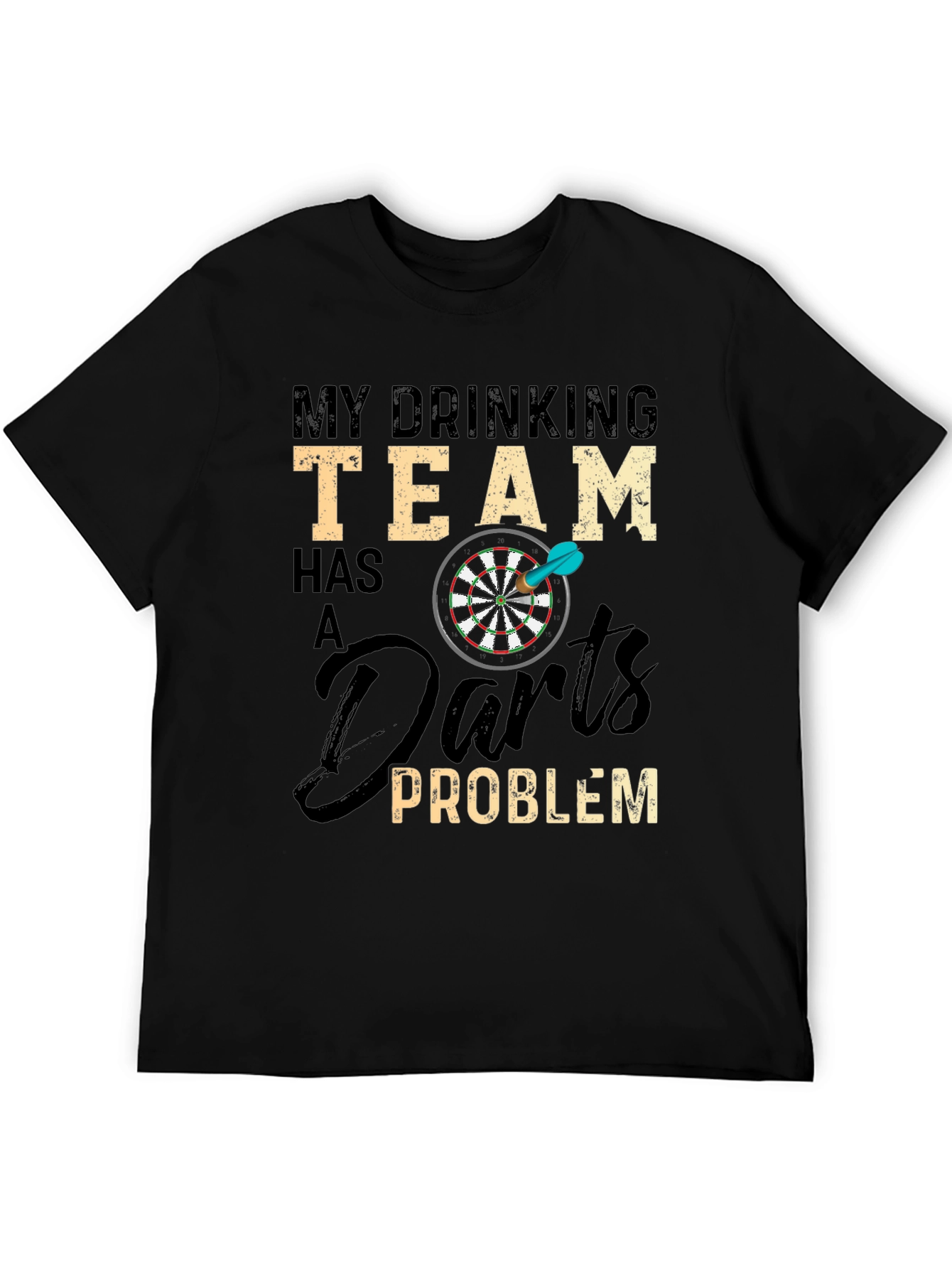Black Drinking Team Darts Problem T-Shirt view 5