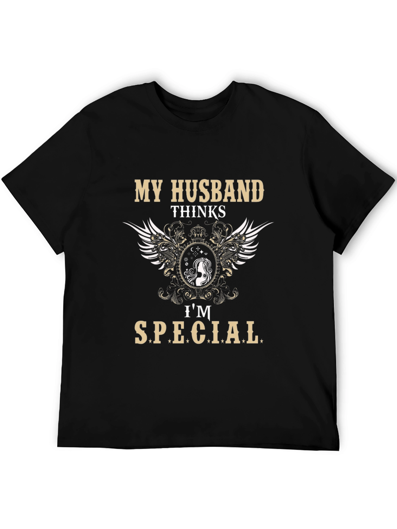 Black My Husband Thinks I'm Special T-Shirt view 5
