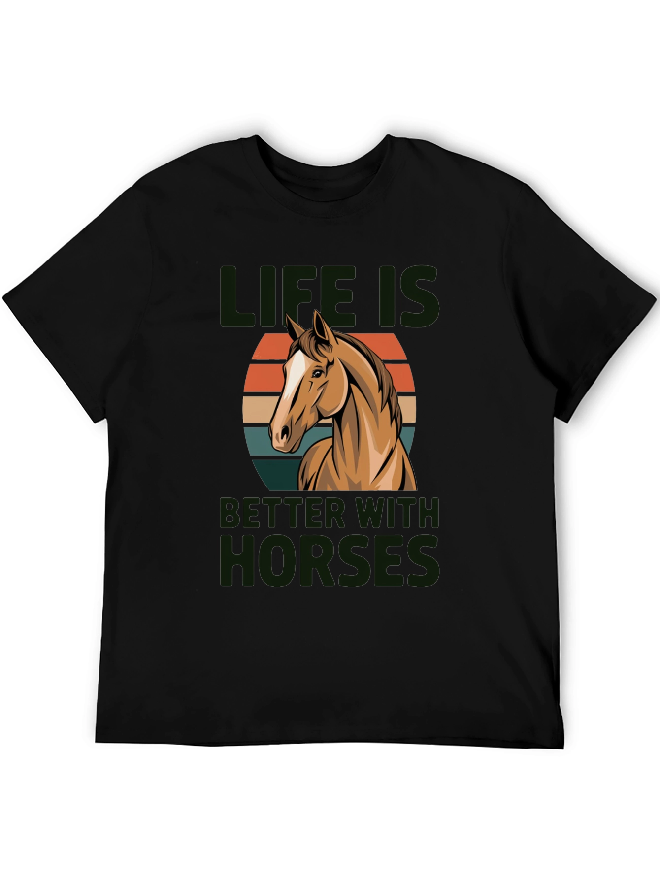 Black Life Is Better With Horses Graphic Tee Shirt view 5