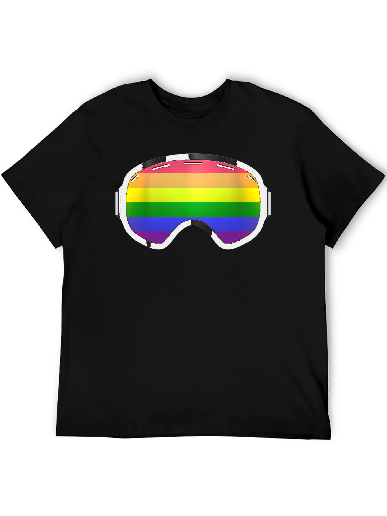 Black Rainbow Ski Goggles Graphic Tee - Black view 5