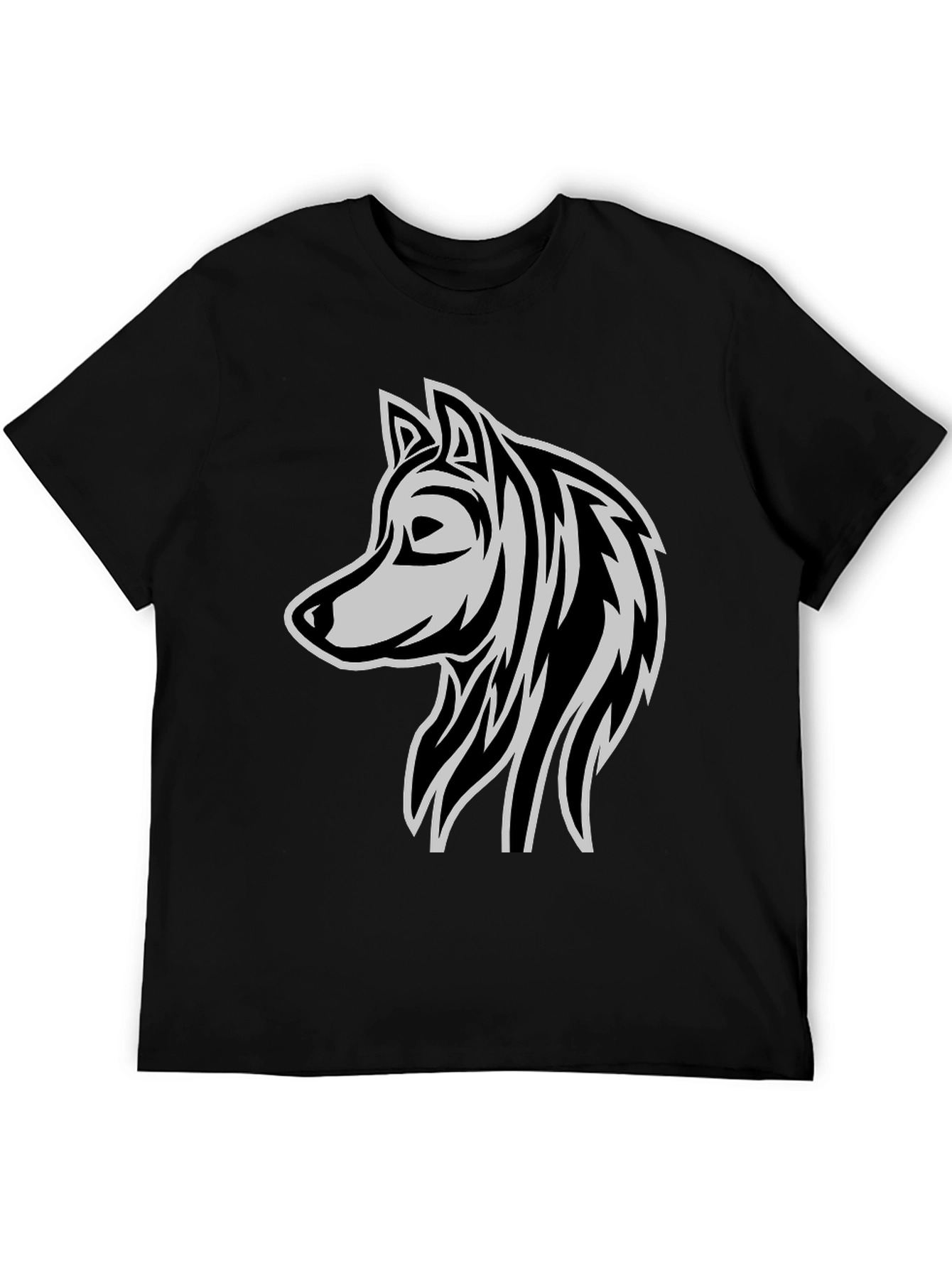 Black Wolf Graphic Black T-Shirt - Stylish Animal Design view 5