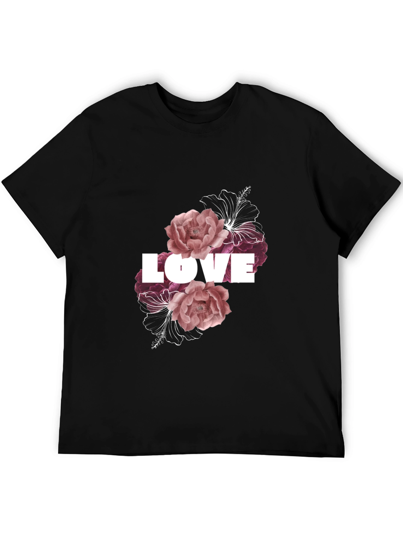 Black Floral Love T-Shirt - Black view 5