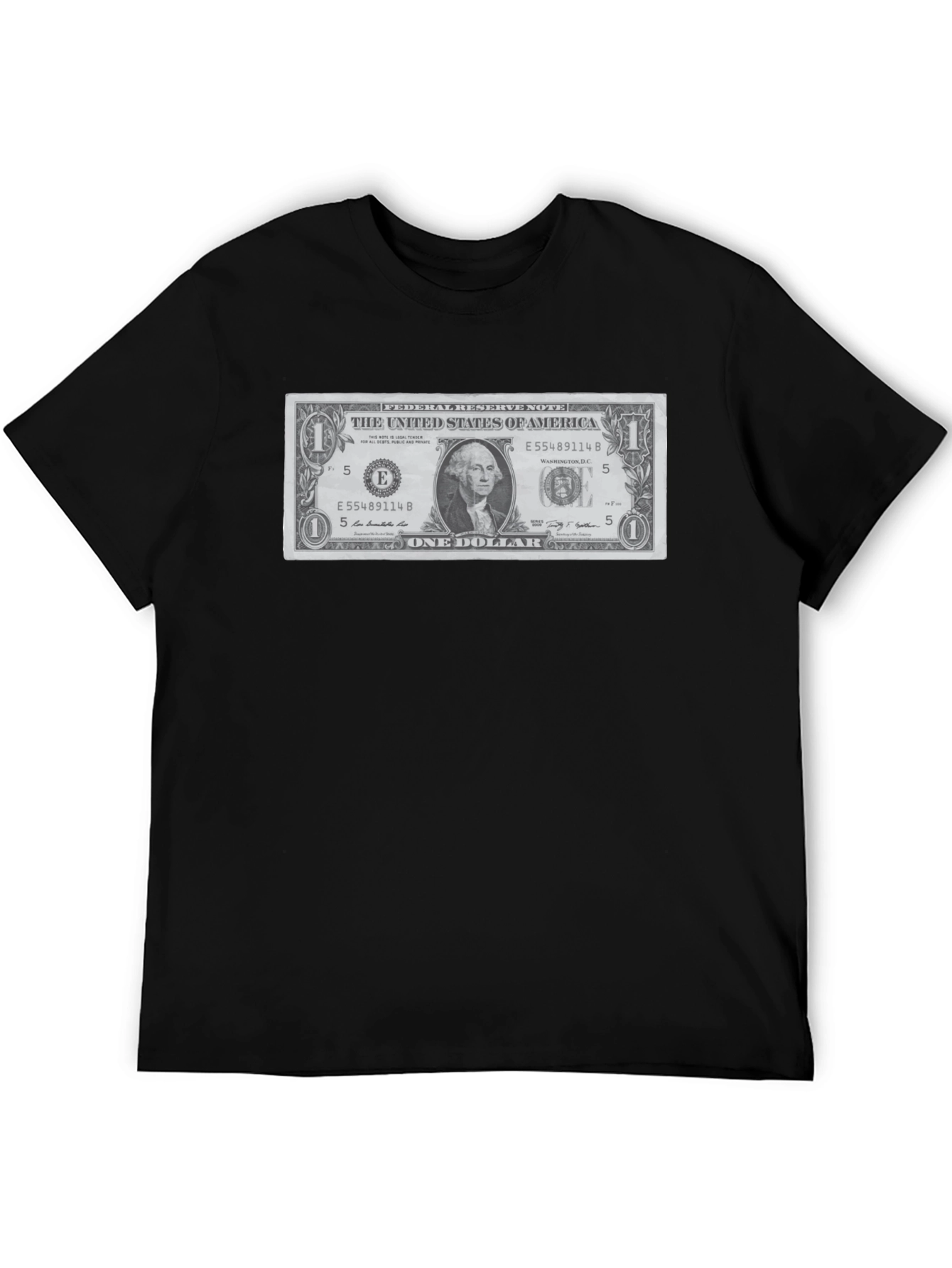 Black One Dollar Bill Graphic T-Shirt - Novelty Tee view 5