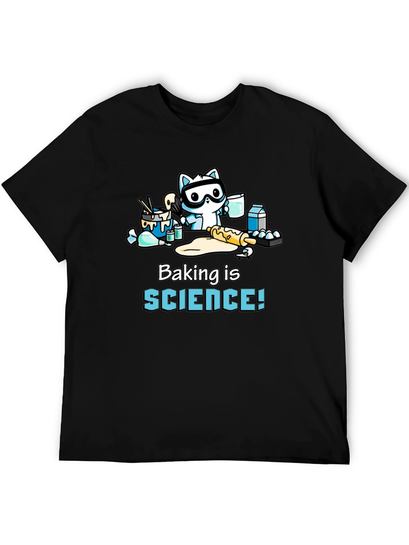 Black Baking is Science! T-Shirt with Cute Cat Baker view 5
