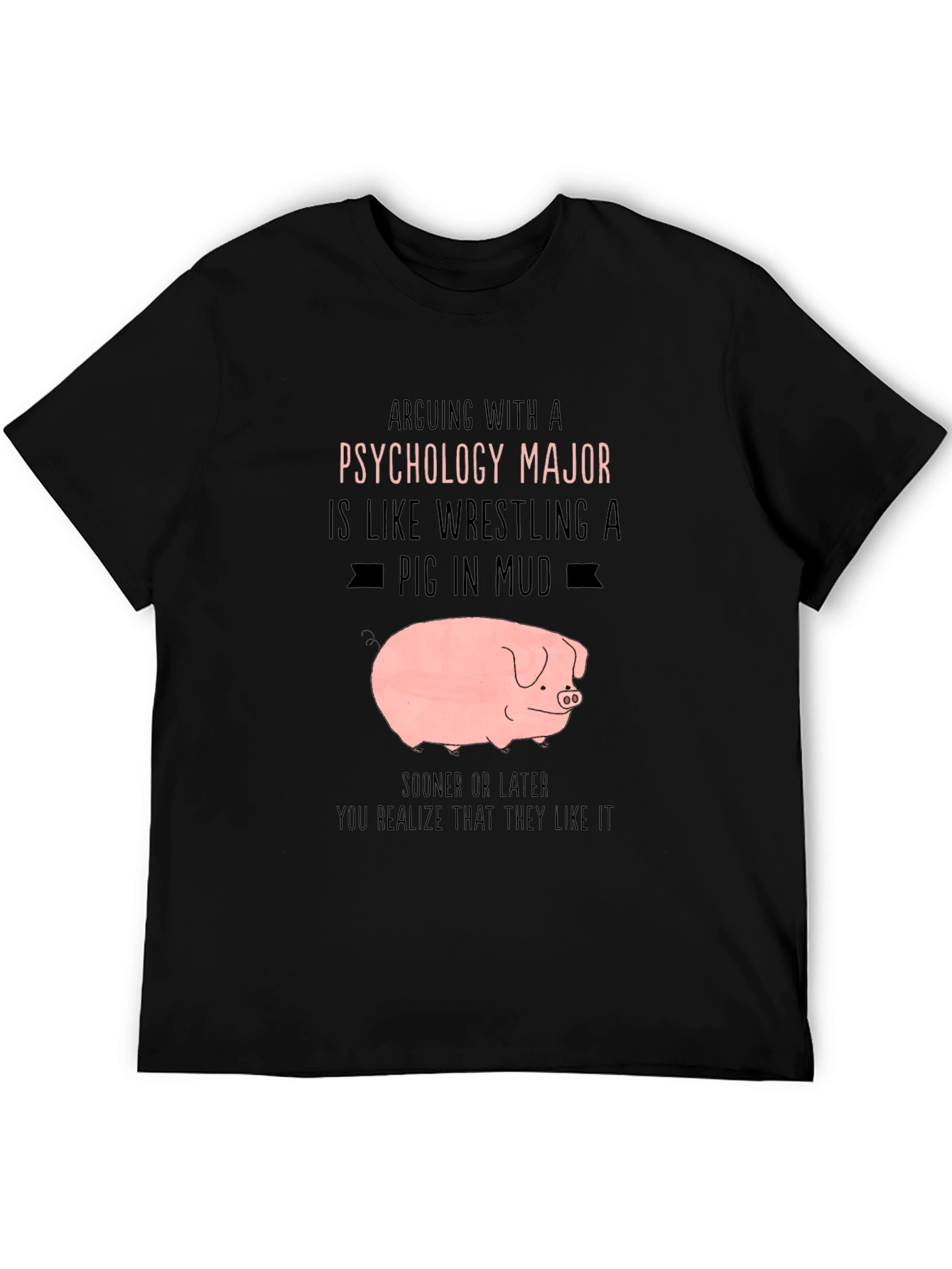 Black Psychology Major Pig T-Shirt view 5