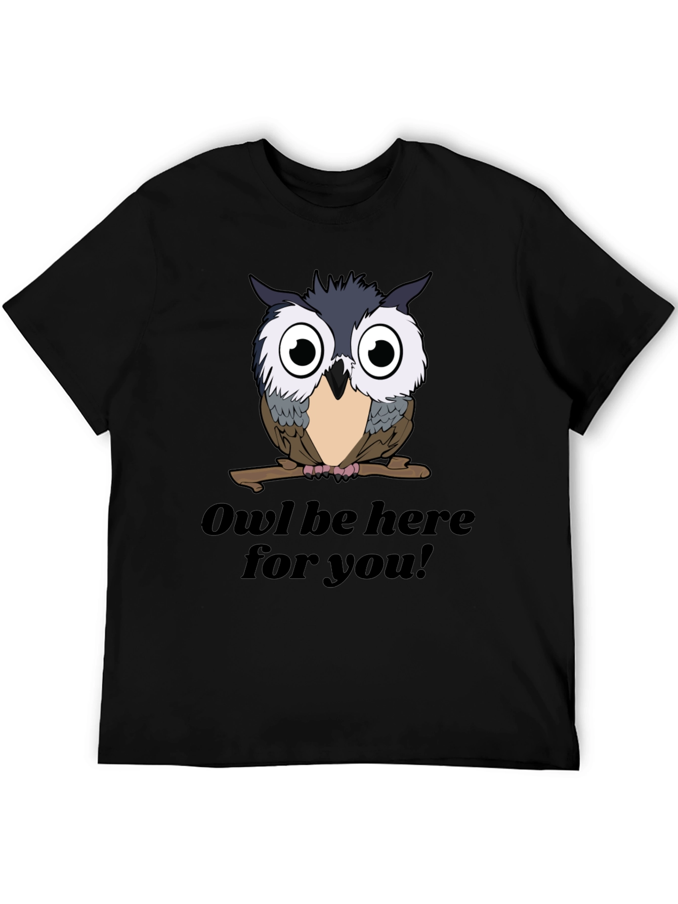 Black Owl Be Here For You T-Shirt - Black Graphic Tee view 5