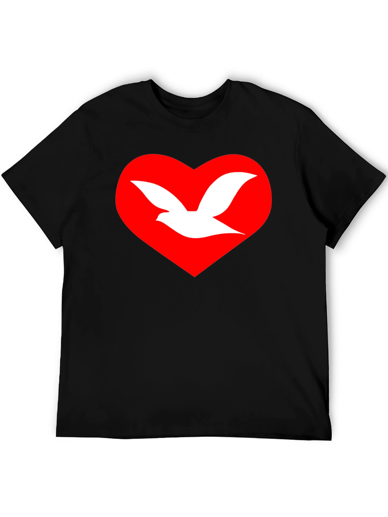 Black Dove Heart Graphic T-Shirt - Unisex Black Tee view 5