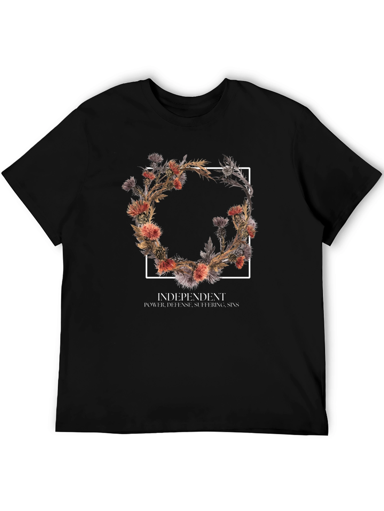Black Floral Wreath Graphic Tee - Independent Style view 5
