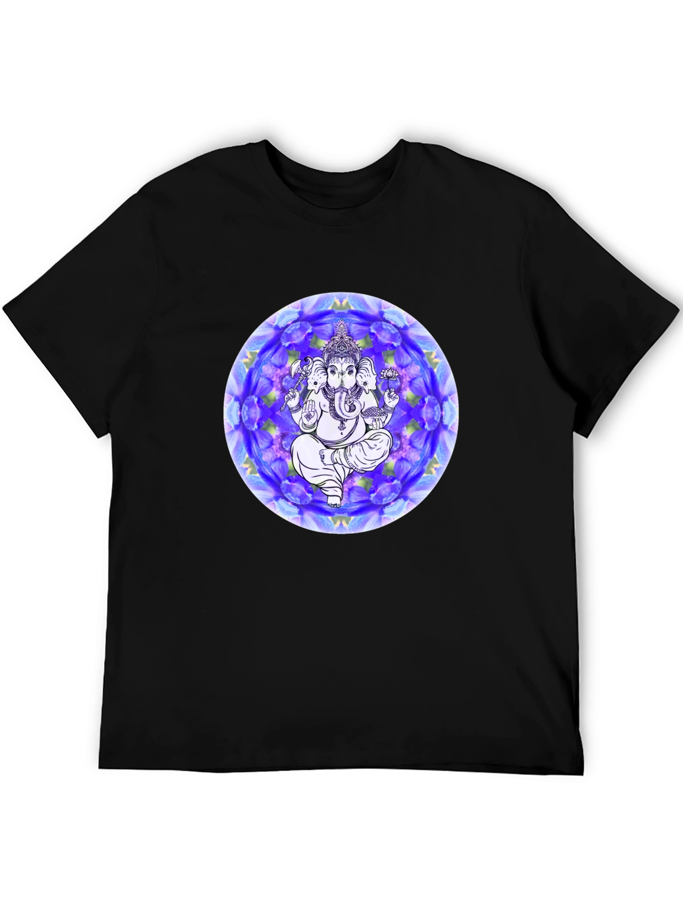 Black Ganesh Mandala Graphic Tee - Black Cotton T-Shirt view 5