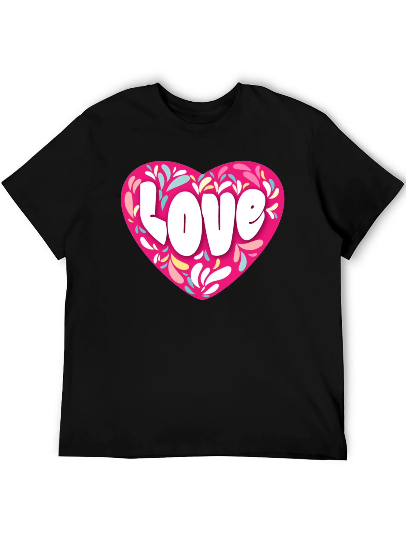 Black Love Heart Graphic Black T-Shirt view 5