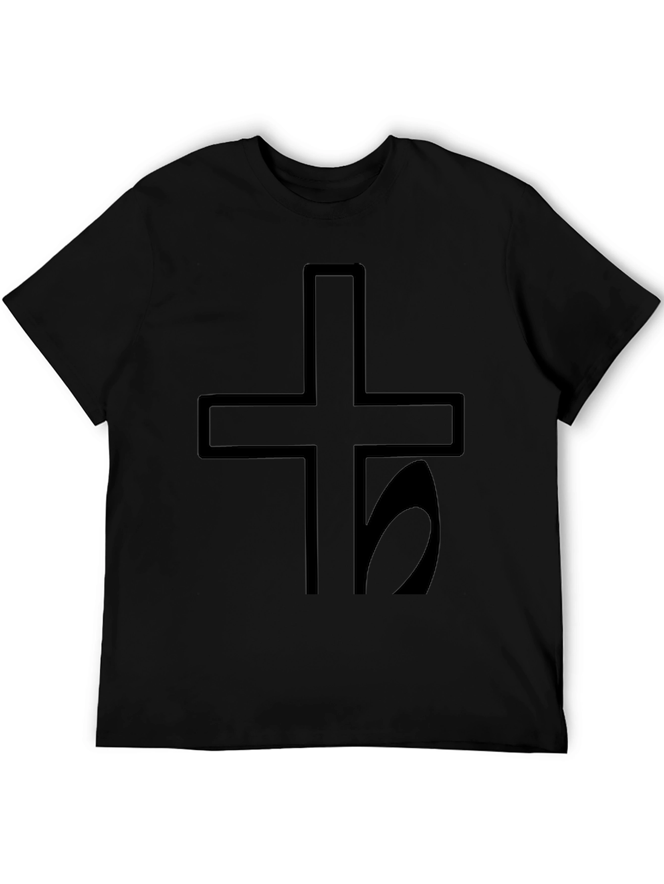 Black Dark Cross & Saturn Symbol Graphic T-Shirt - Unisex view 5