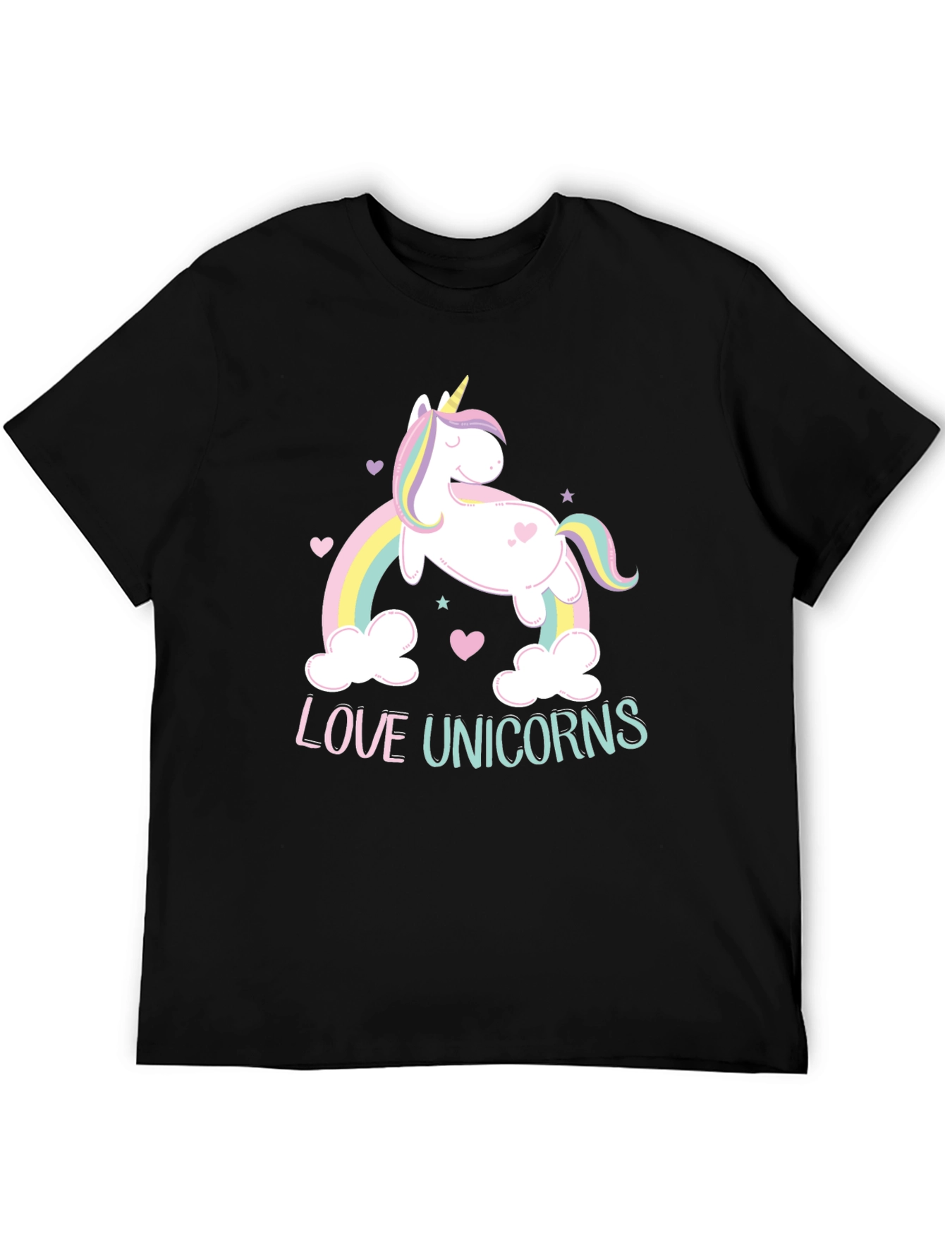 Black Love Unicorns Graphic Tee - Black Cotton Blend Shirt view 5
