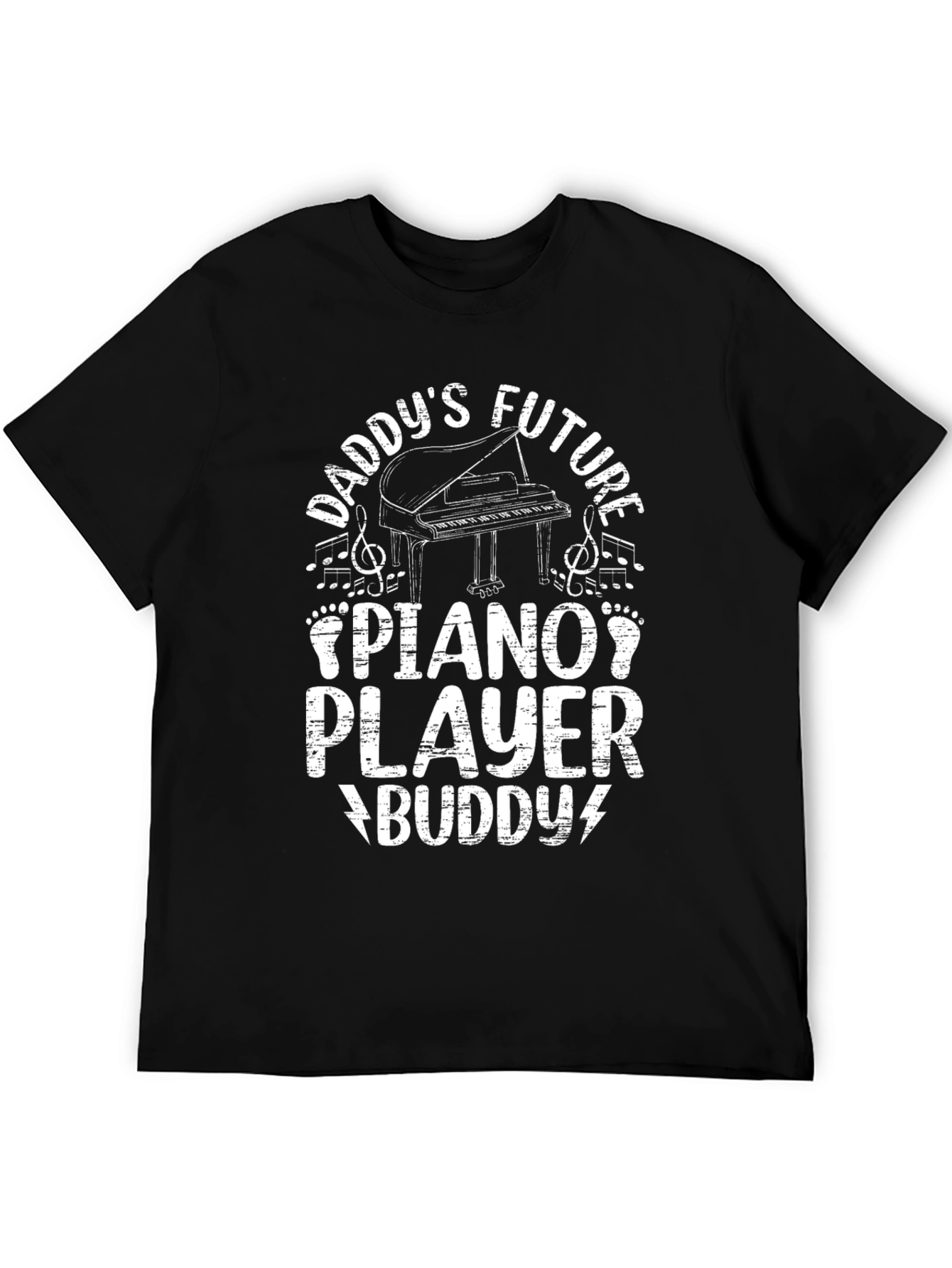 Black Daddy's Future Piano Player Buddy T-Shirt view 5