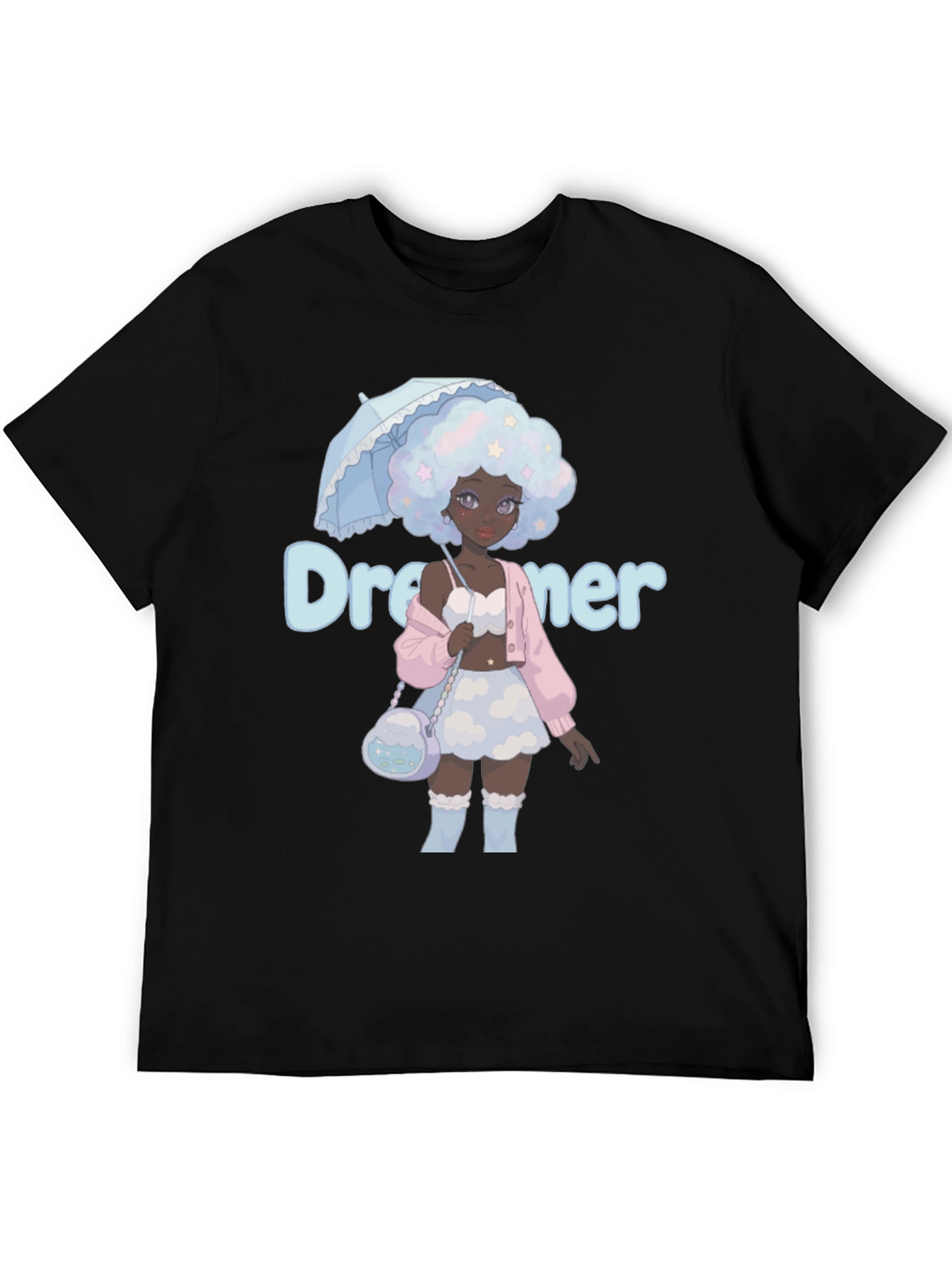 Black Dreamer Anime Girl Graphic T-Shirt view 5