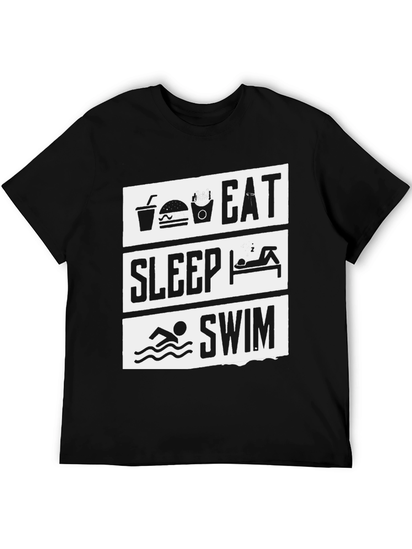 Black Eat Sleep Swim Black Graphic Tee view 5