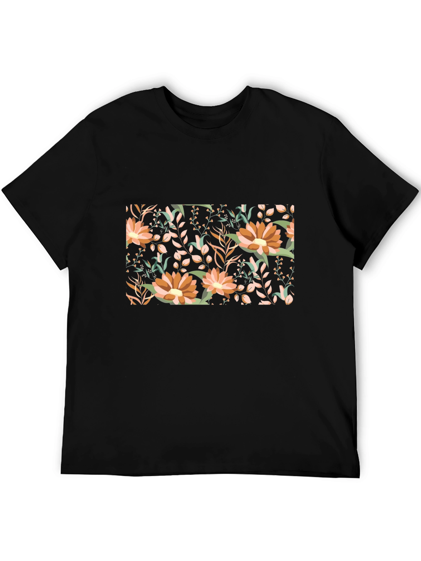 Black Floral Print Black T-Shirt view 5