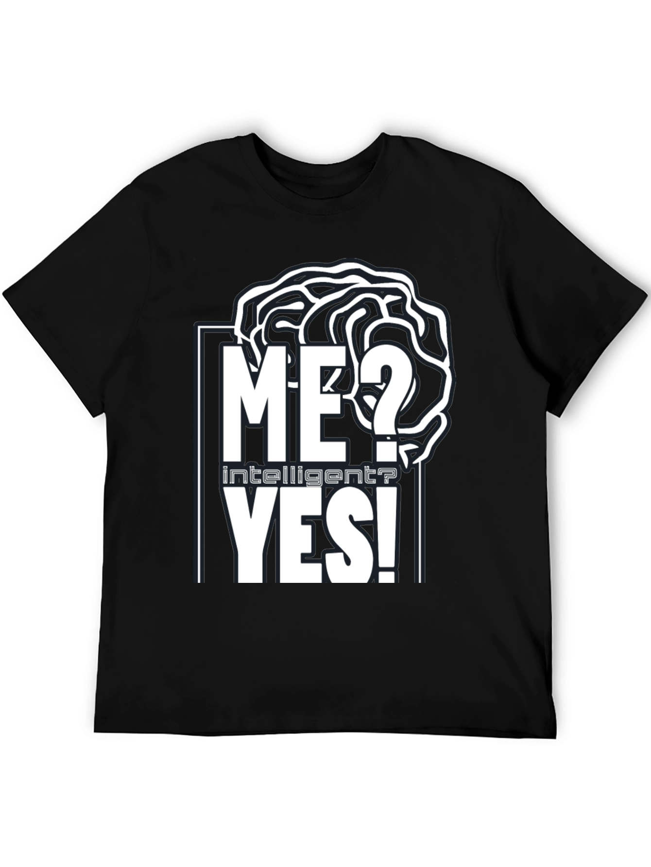 Black Intelligent YES! T-Shirt - Brain Design view 5