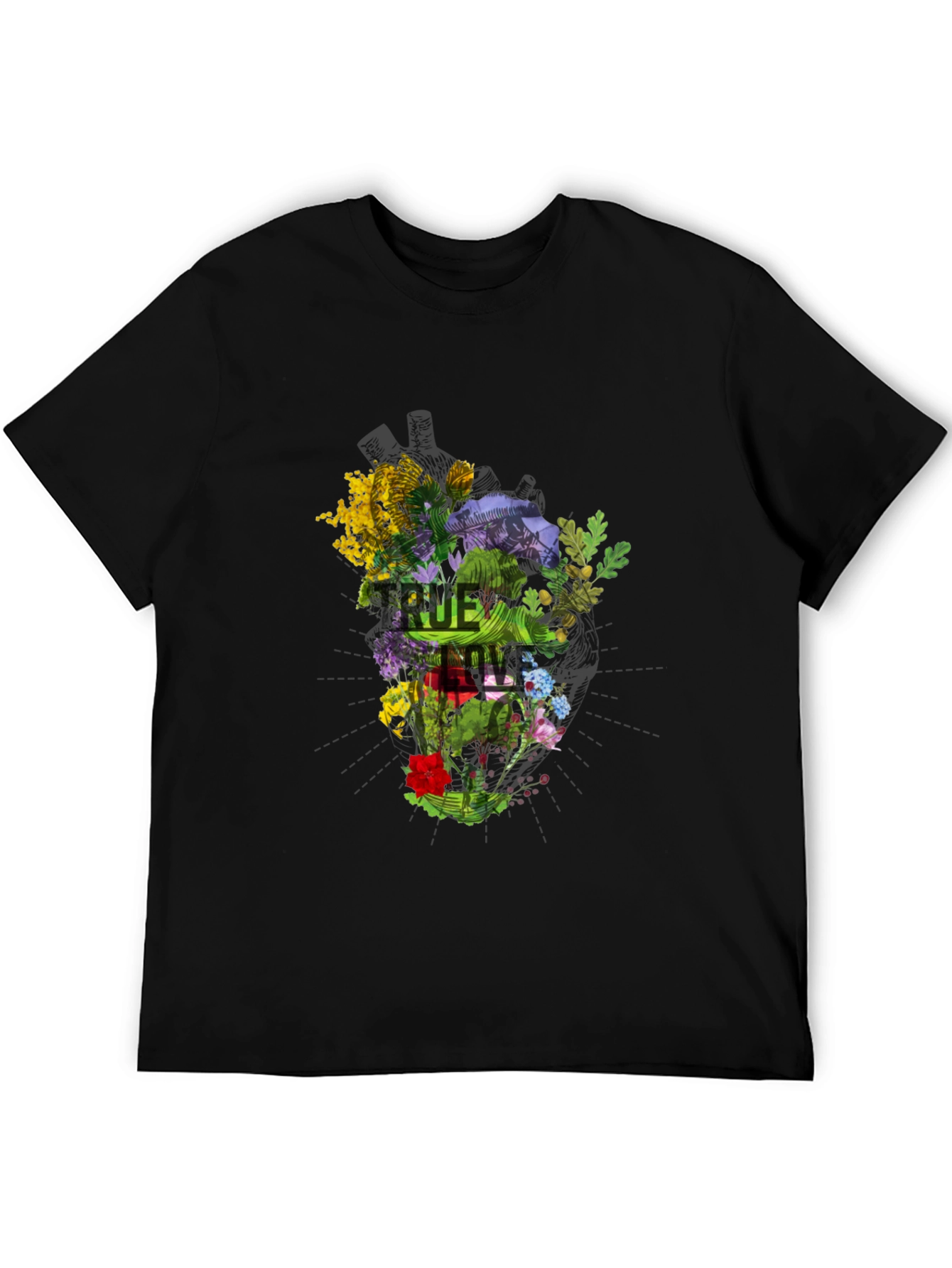 Black True Love Floral Graphic Black T-Shirt view 5