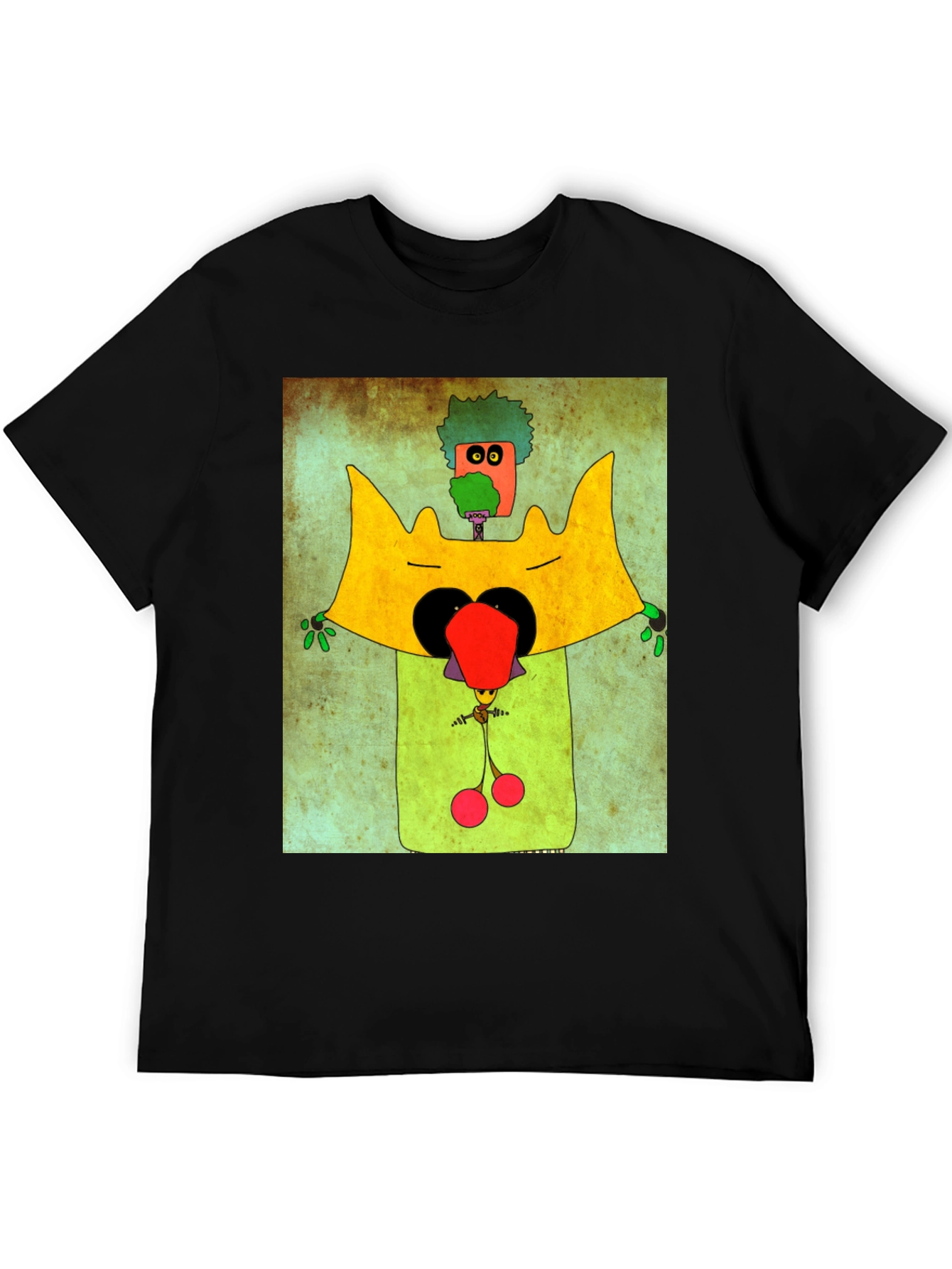 Black Funky Cartoon Character Graphic Tee view 5