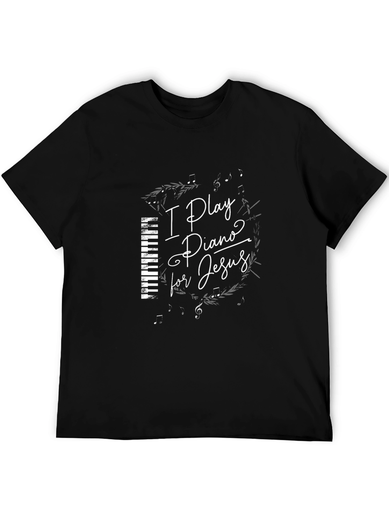 Black I Play Piano for Jesus Black T-Shirt view 5