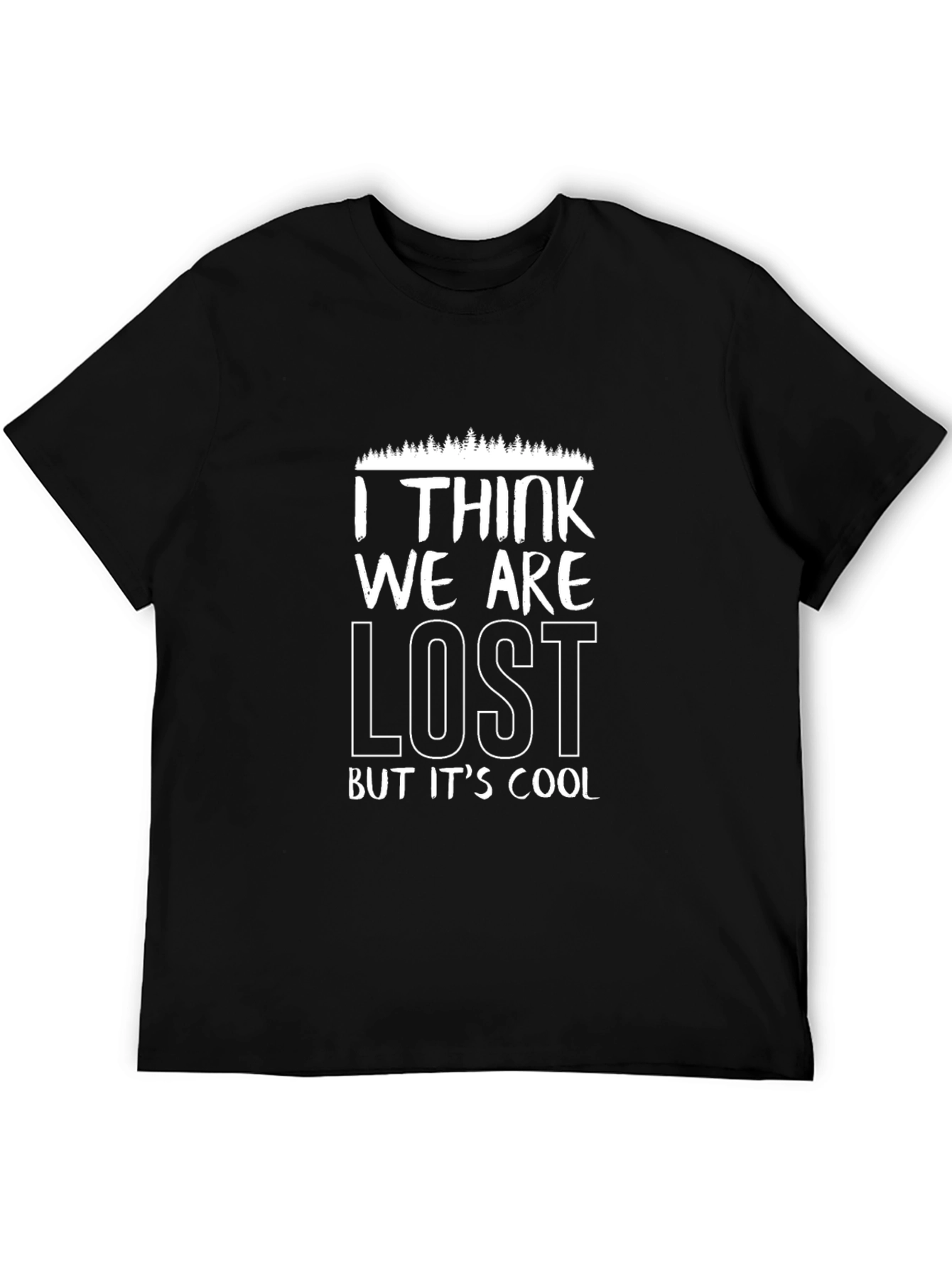 Black Funny Lost But Cool Black Graphic T-Shirt view 5