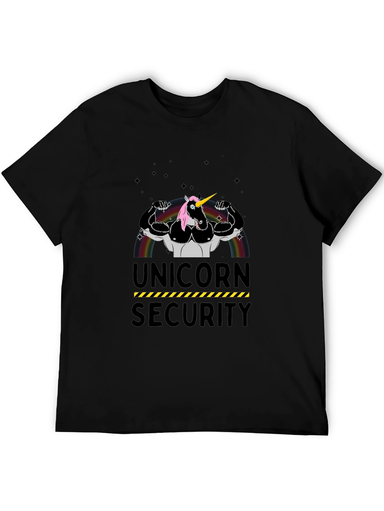 Black Unicorn Security Graphic T-Shirt - Black Cotton Tee view 5