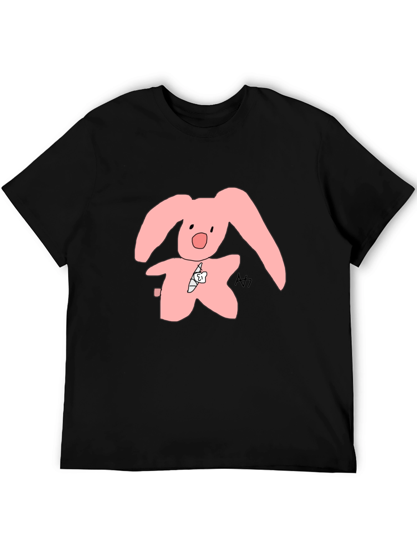 Black Pink Bunny Graphic Tee - Soft Cotton Blend view 5