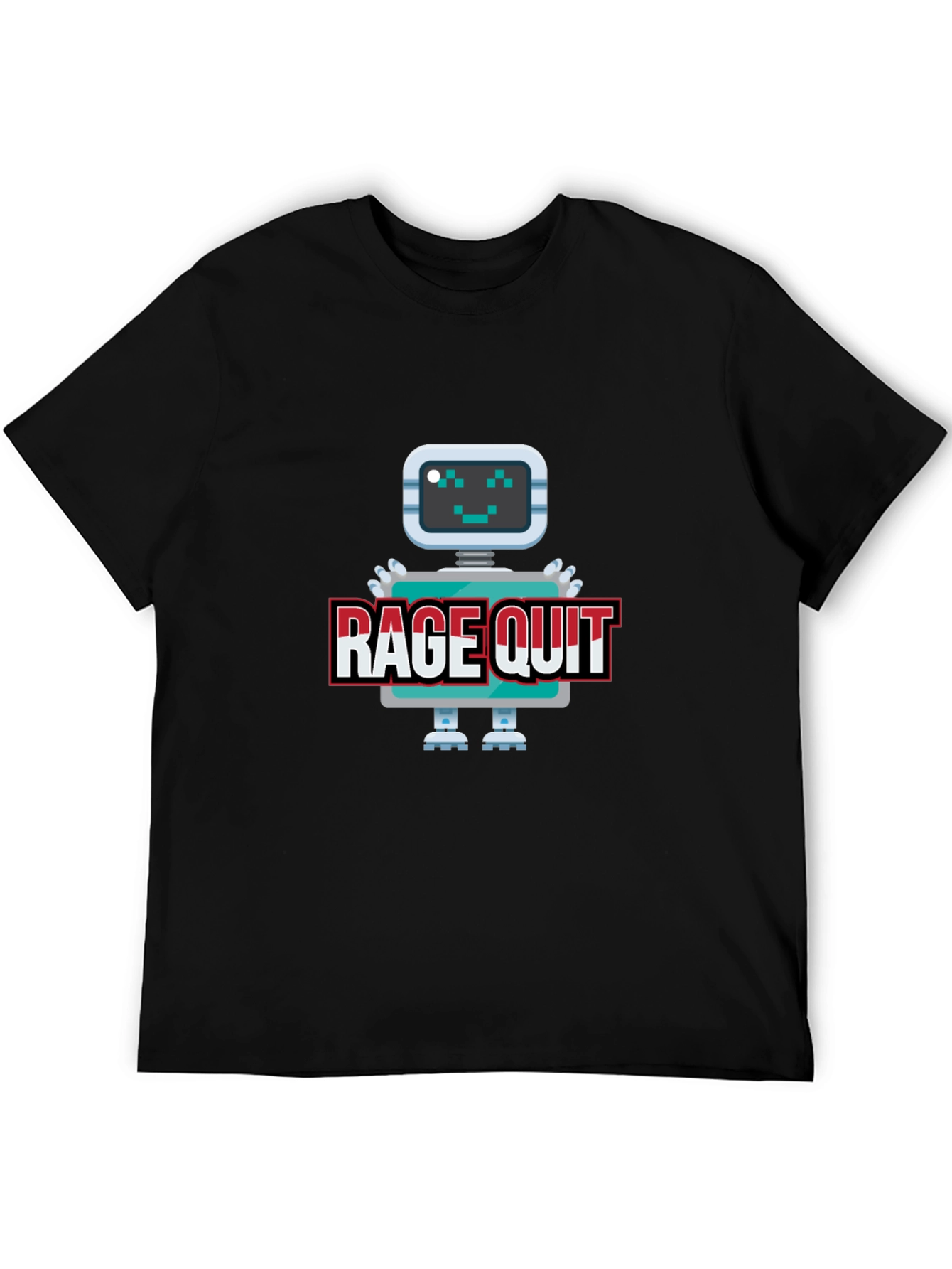 Black Rage Quit Robot Graphic Tee - Gamer T-Shirt view 5