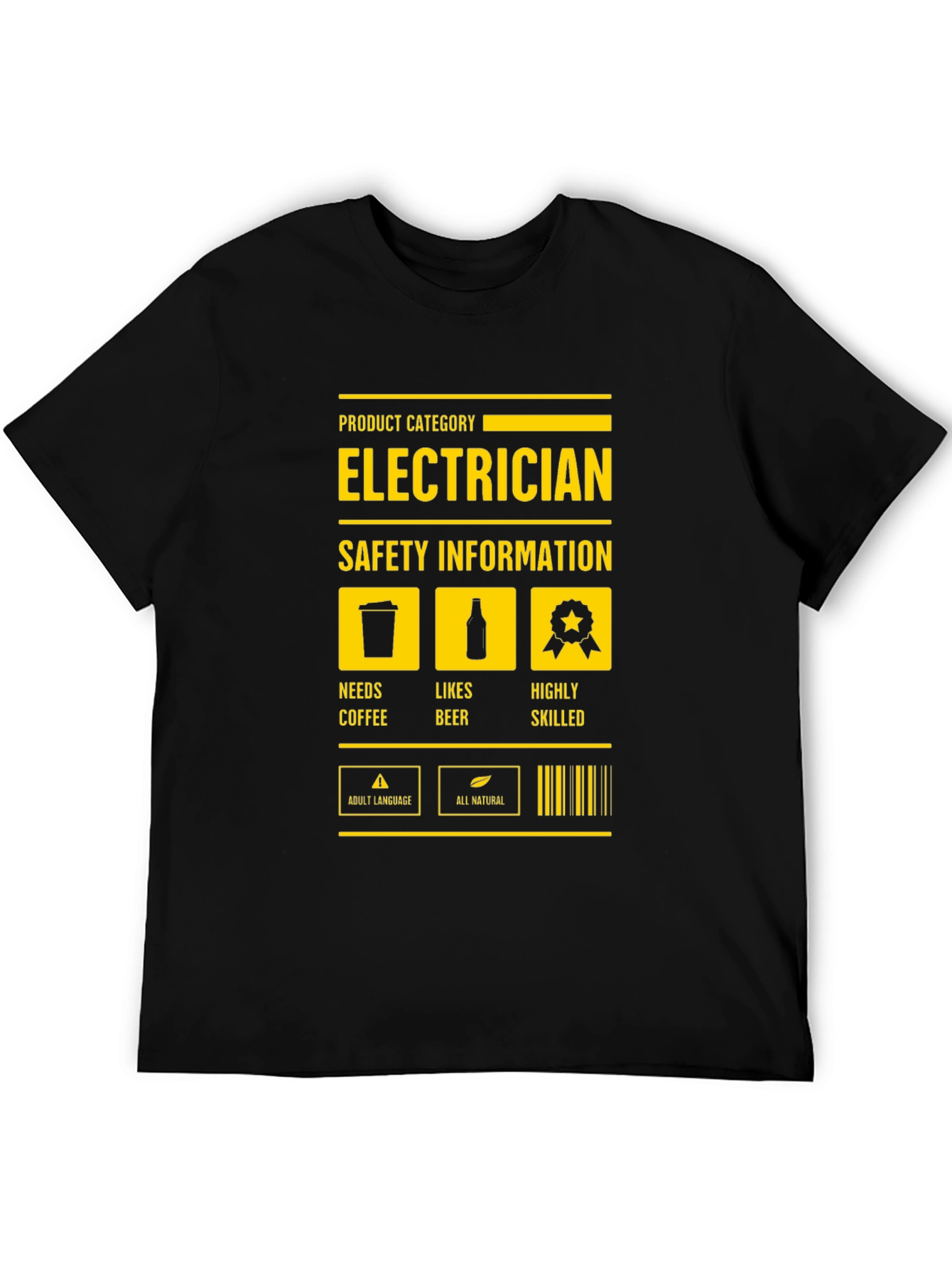 Black Electrician Safety Information Black T-Shirt view 5