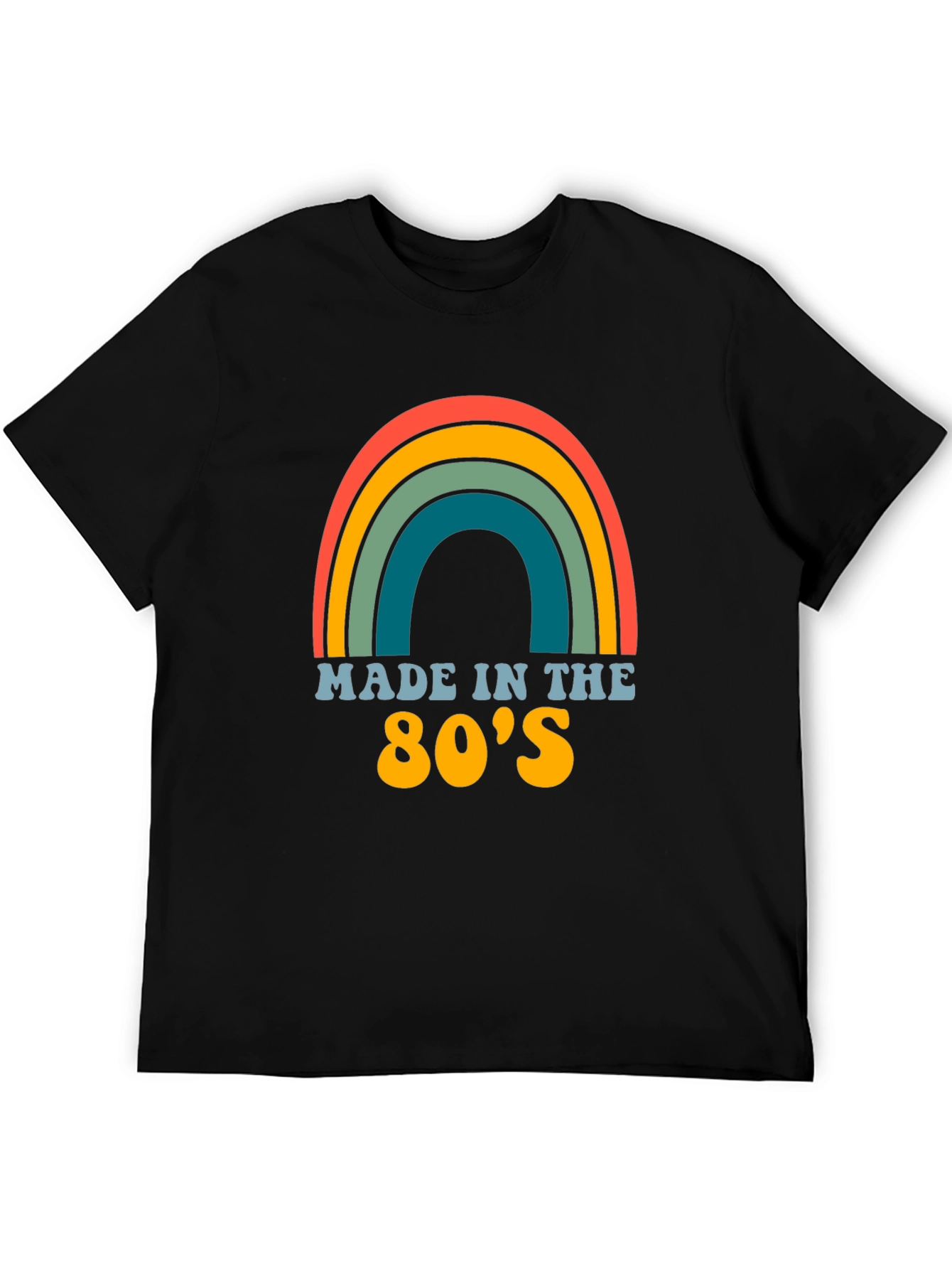 Black Made in the 80's Retro Rainbow T-Shirt view 5