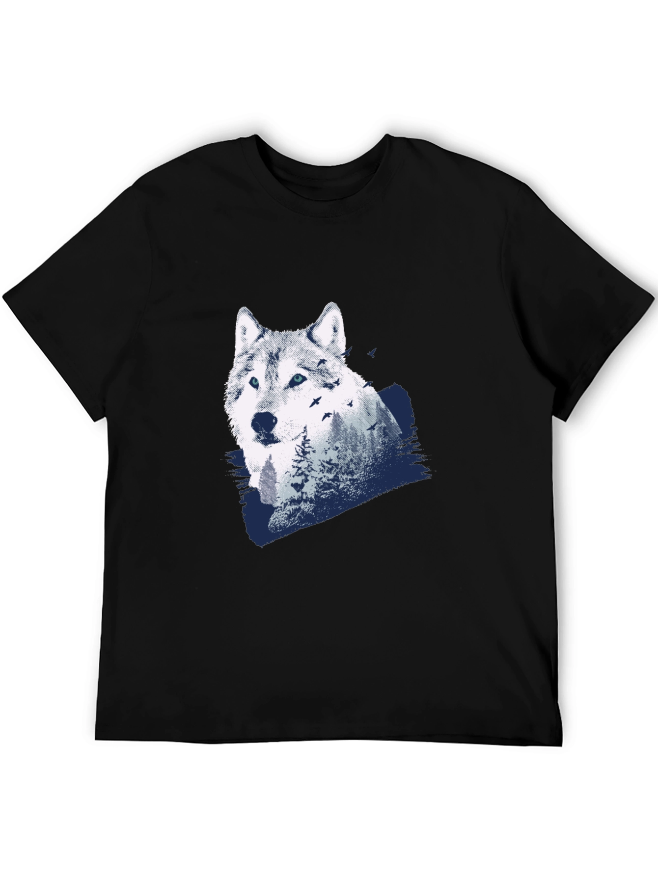Black Wolf Graphic Print T-Shirt view 5