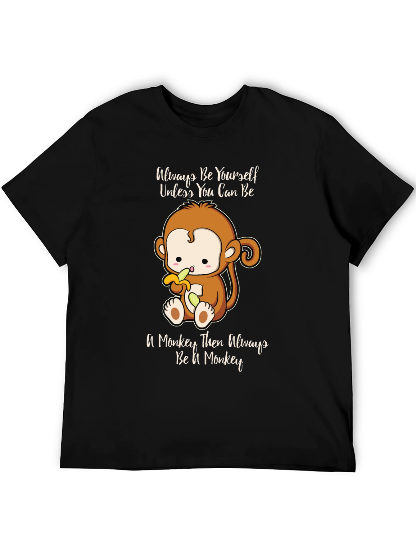 Black Funny Monkey T-Shirt - Always Be Yourself Graphic Tee view 5