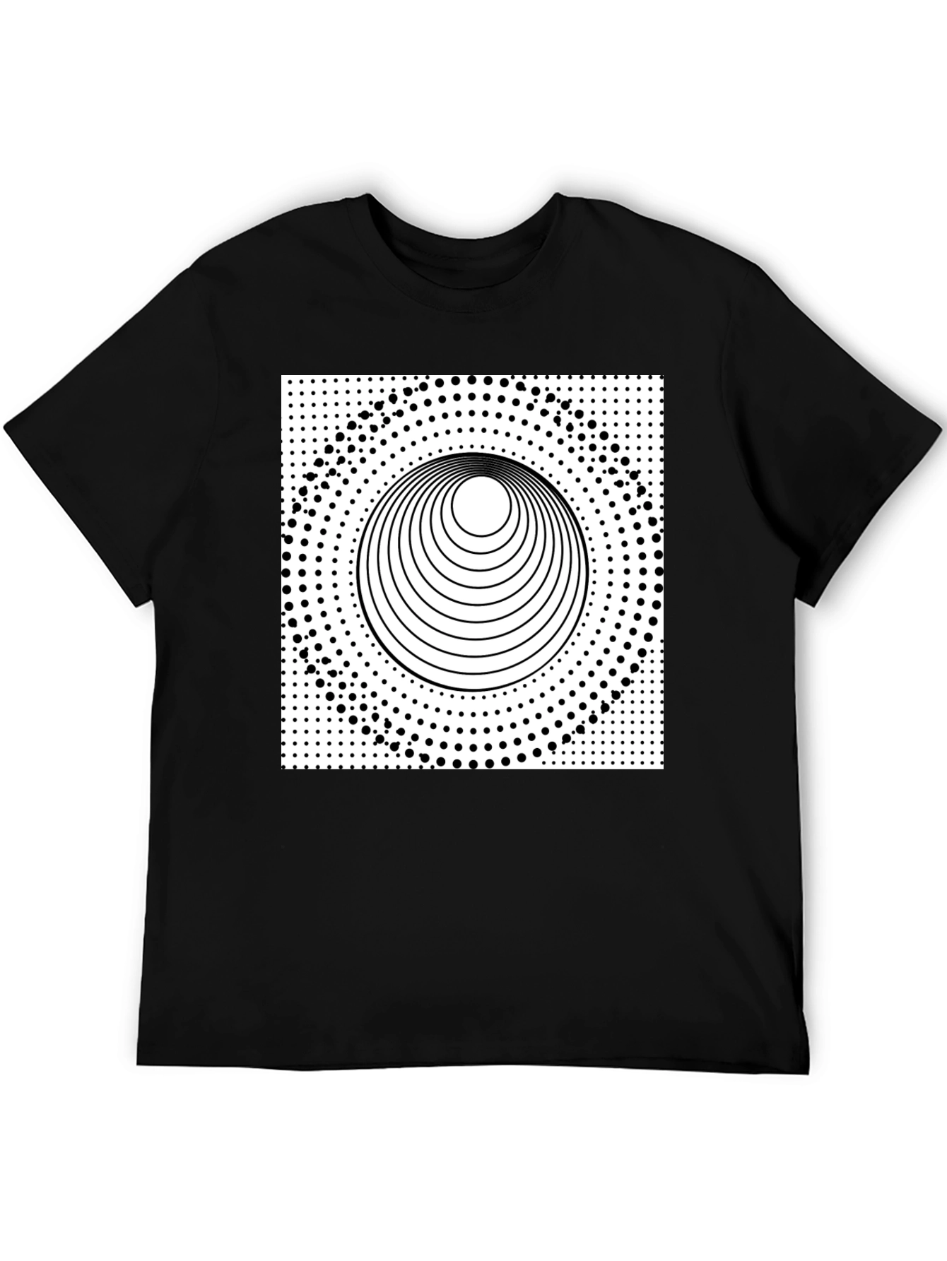 Black Optical Illusion Graphic Tee - Black Cotton T-Shirt view 5