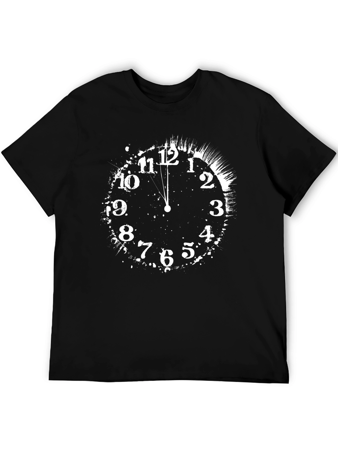 Black Midnight Clock Tee - Black Cotton Graphic T-Shirt view 5