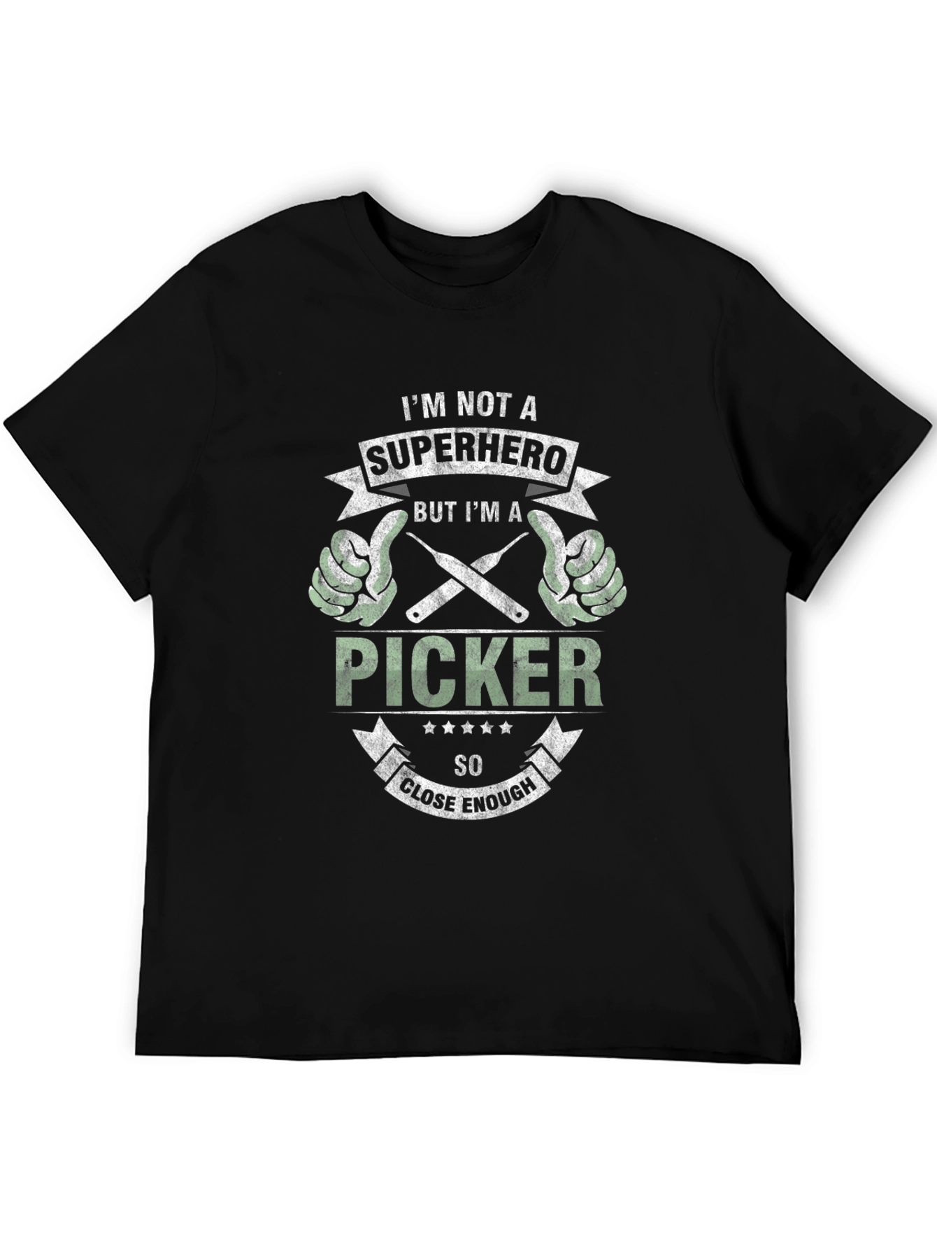 Black I'm Not A Superhero Picker T-Shirt - Close Enough! view 5