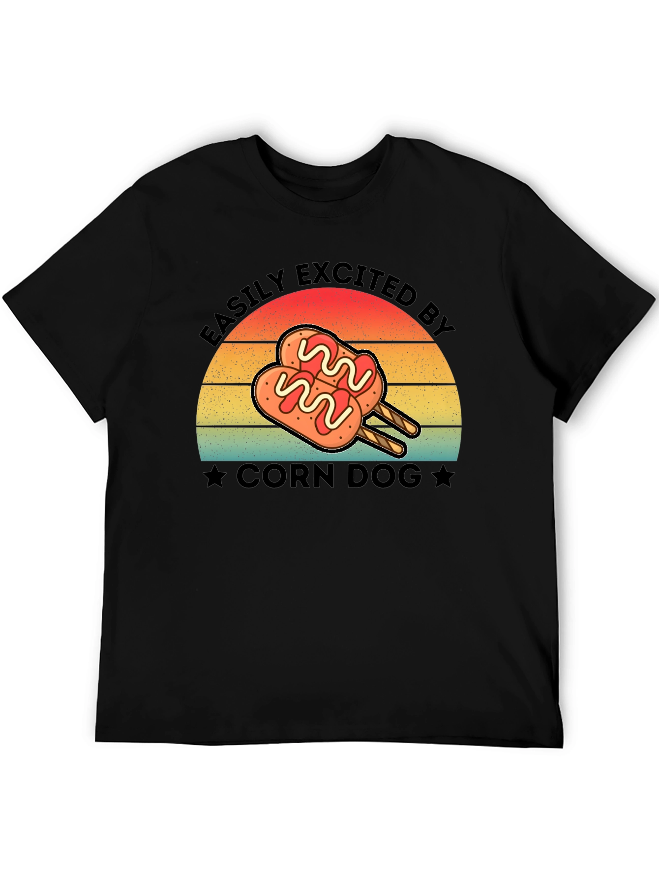 Black Corn Dog Lover T-Shirt - Easily Excited By Tee view 5