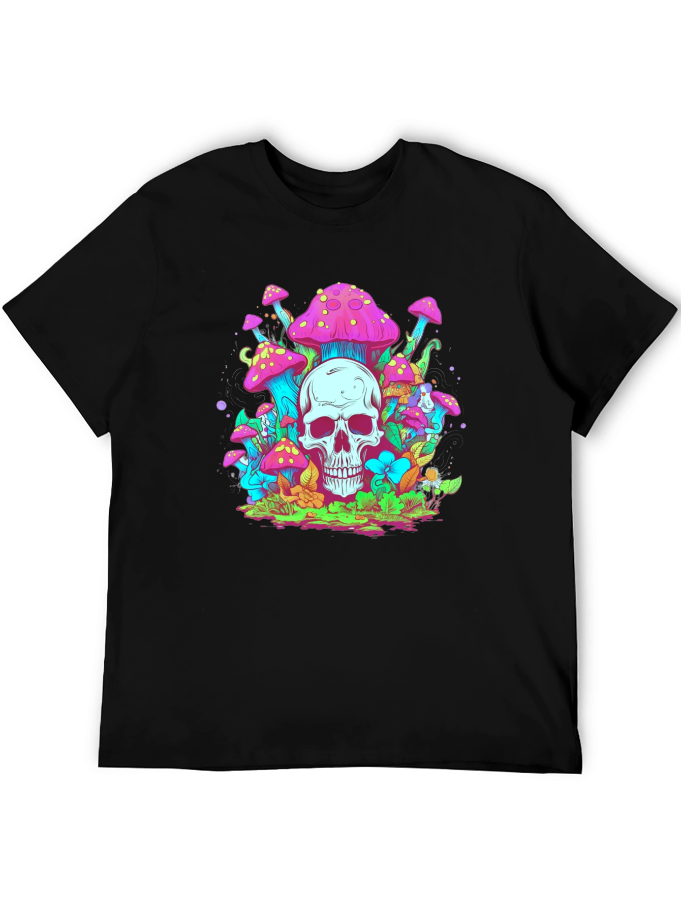 Black Skull Mushroom Graphic Tee - Black view 5