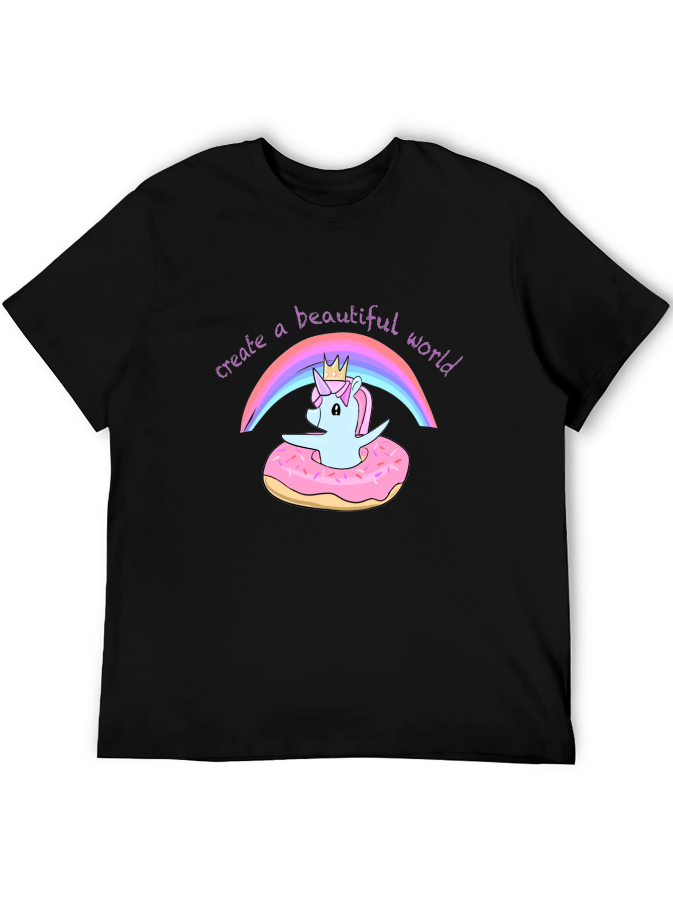 Black Unicorn Rainbow Graphic Tee view 5
