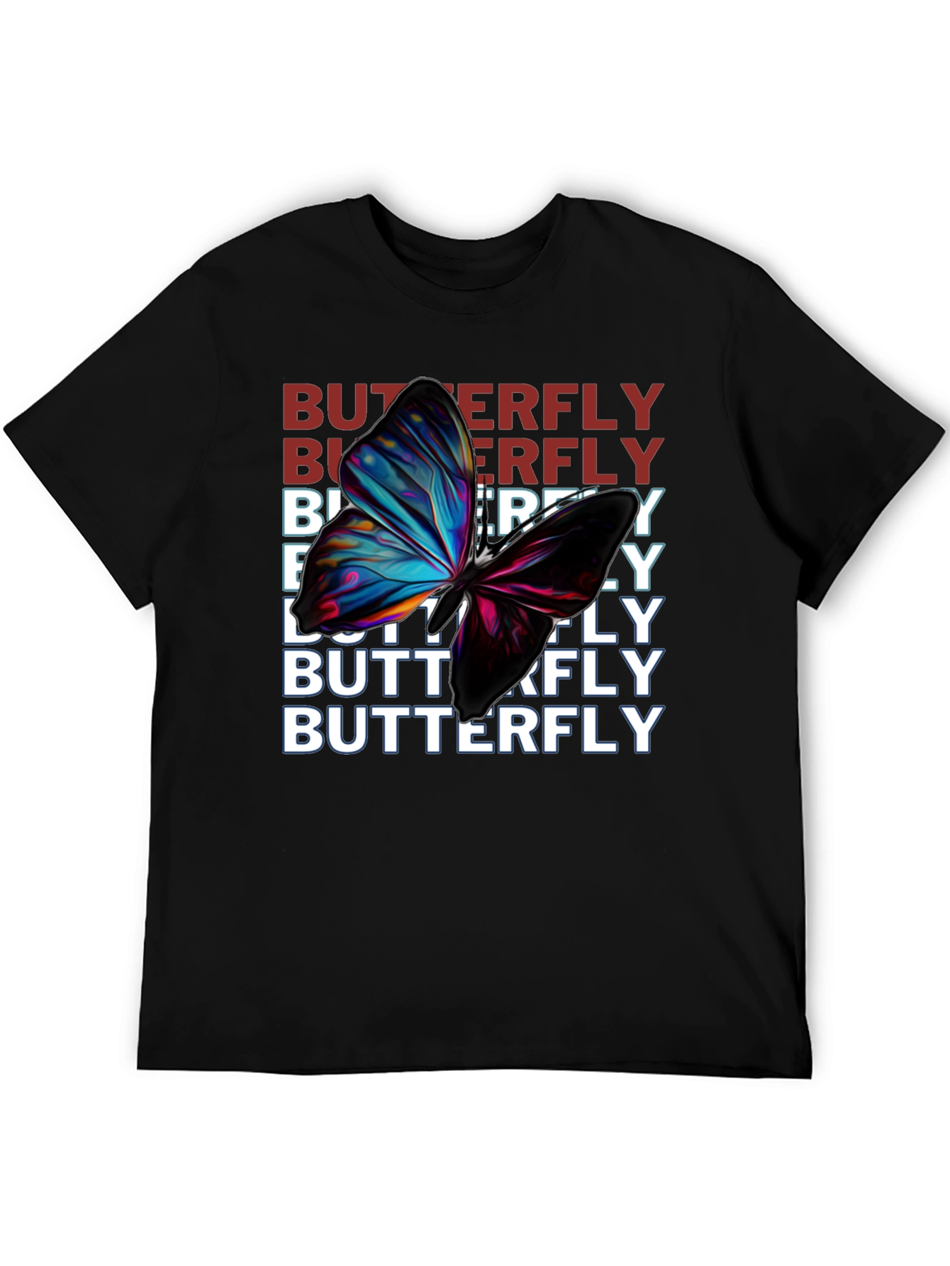 Black Butterfly Graphic Print Black T-Shirt view 5