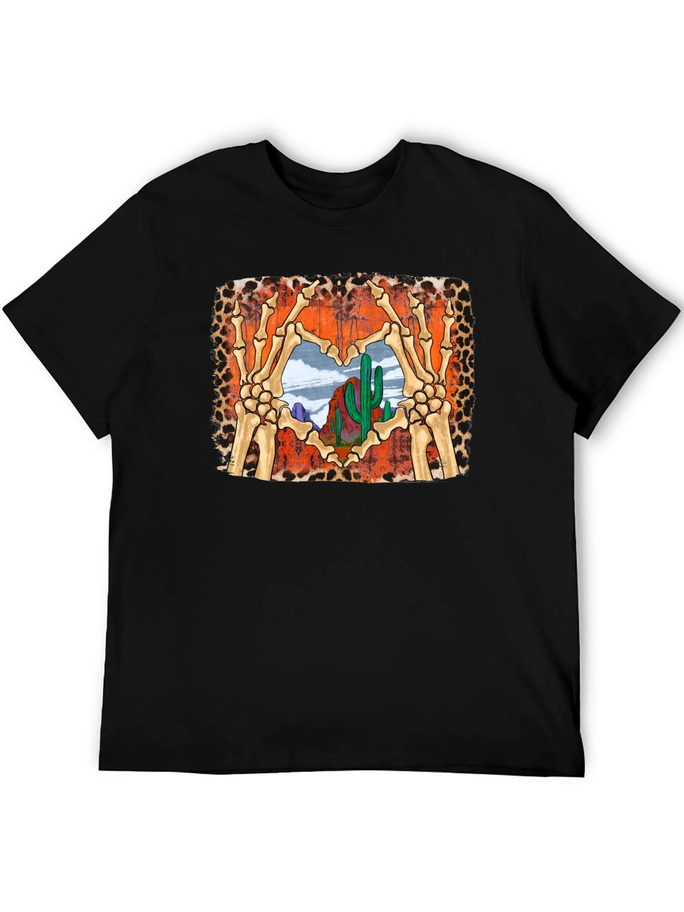 Black Desert Heart Skeleton Hands Graphic Tee view 5