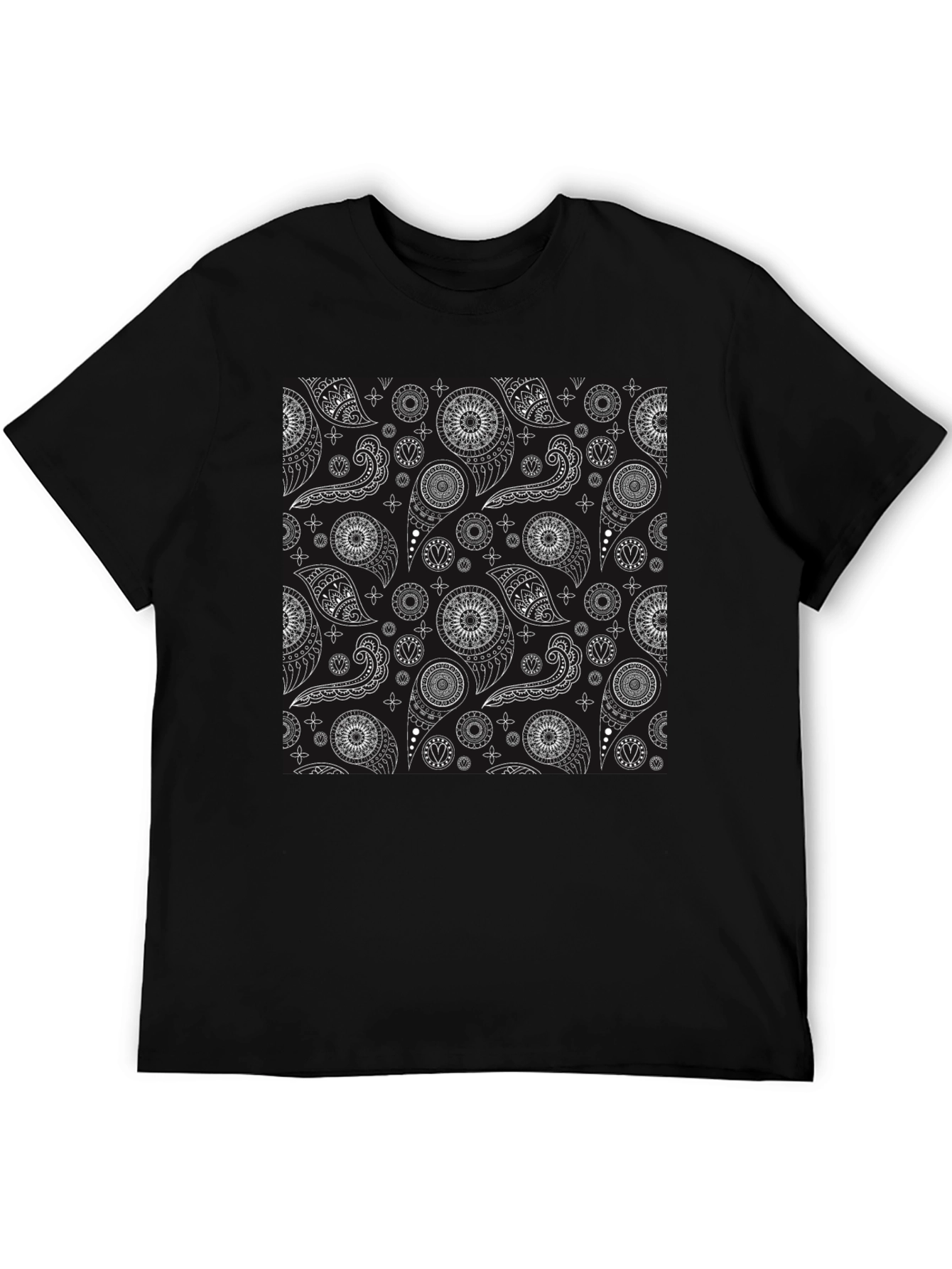 Black Black Paisley Pattern T-Shirt - Stylish and Unique view 5