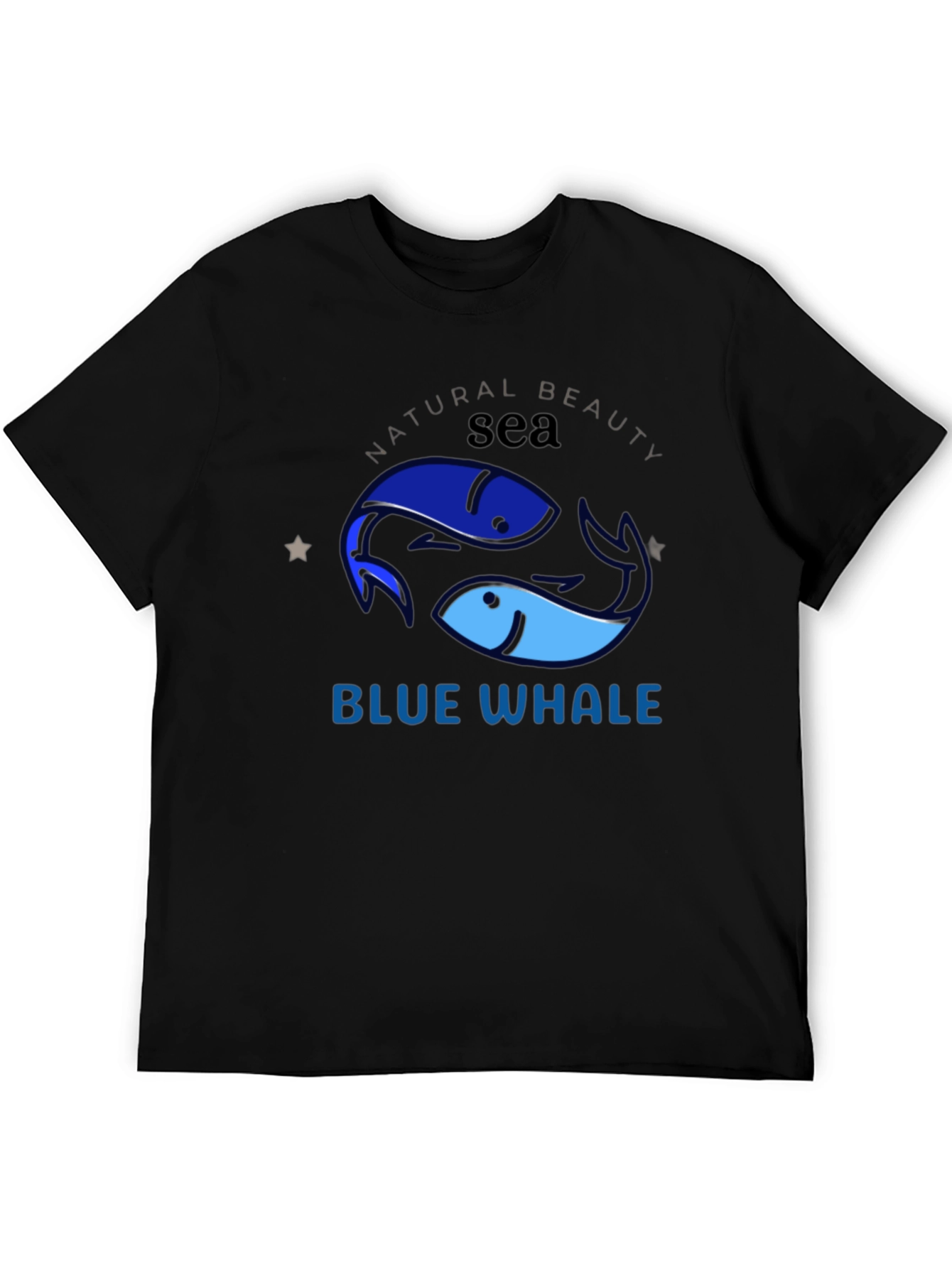 Black Blue Whale Sea Graphic T-Shirt view 5