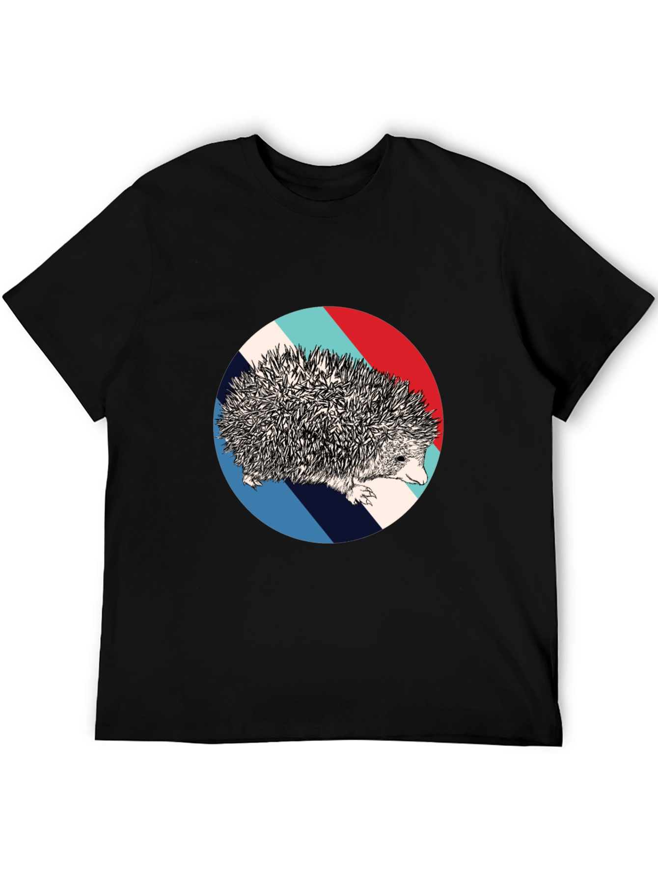 Black Hedgehog Circle Graphic Tee - Unique Design view 5