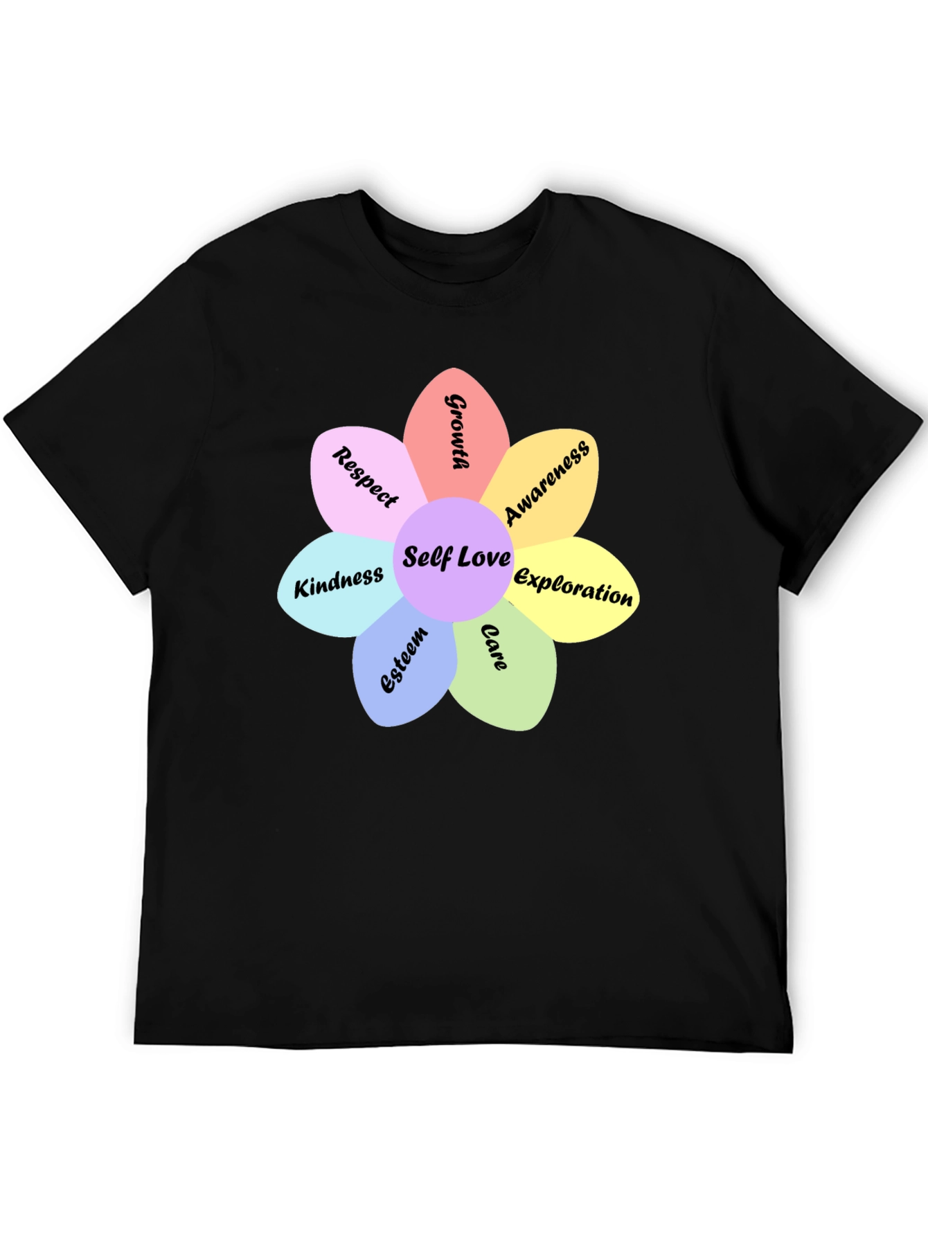 Black Self Love Flower Graphic Tee - Empowering Design view 5