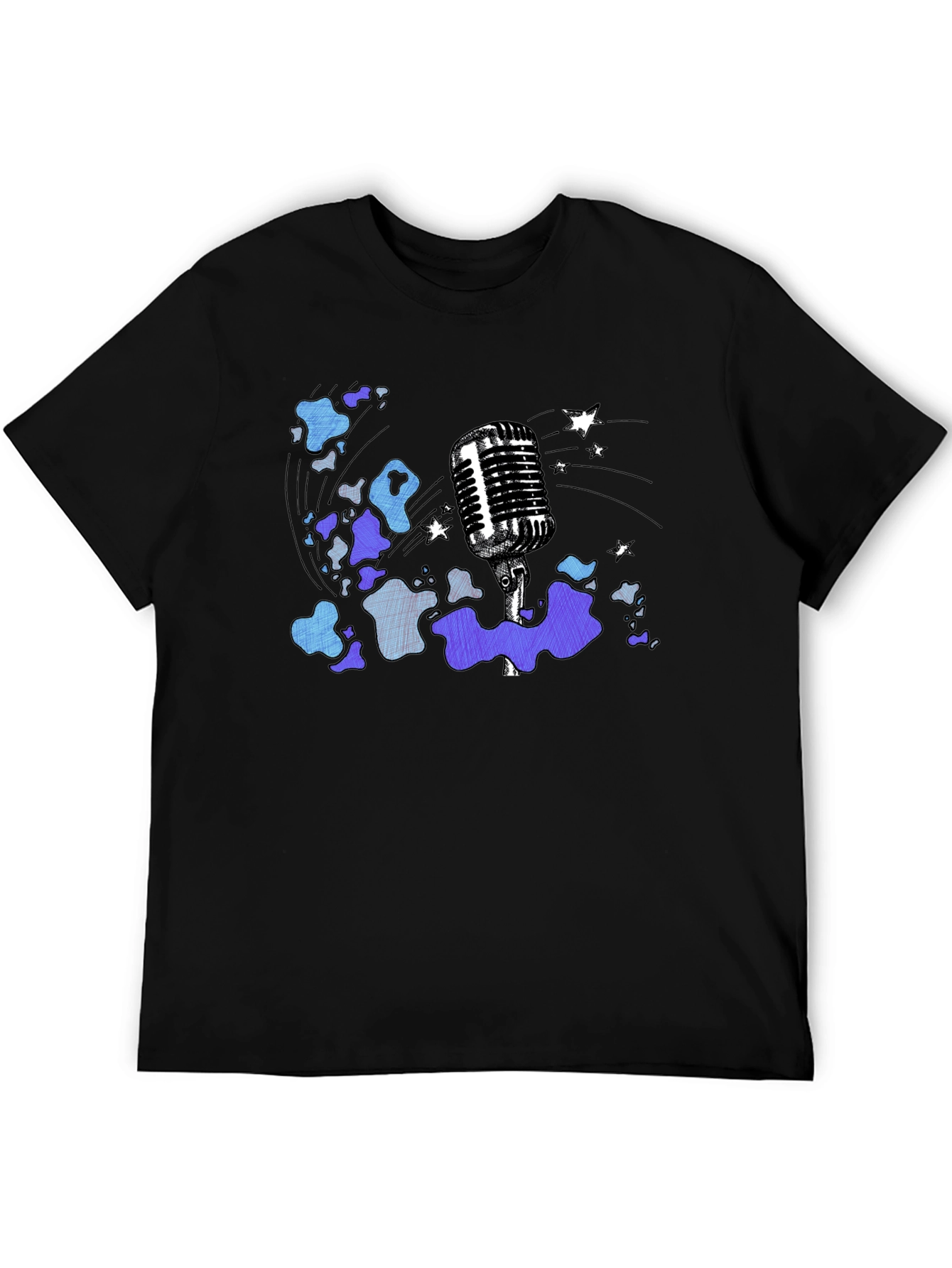 Black Vintage Microphone Graphic T-Shirt view 5