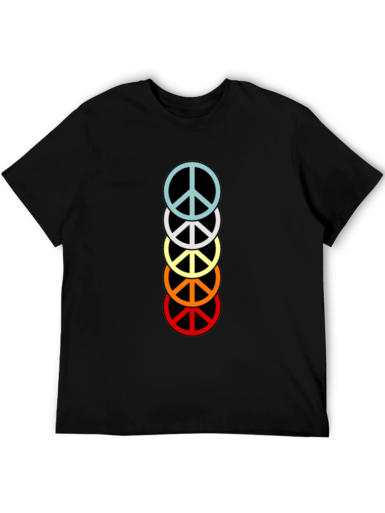 Black Retro Peace Sign Stacked T-Shirt - Black view 5