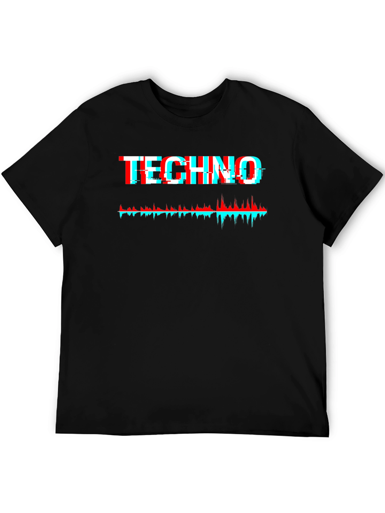 Black Techno Glitch Graphic Tee - Black view 5