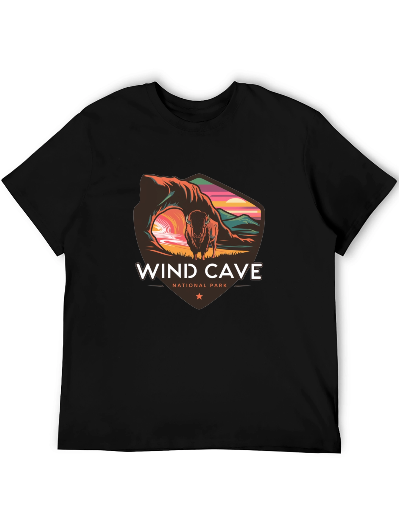Black Wind Cave National Park Black T-Shirt view 5